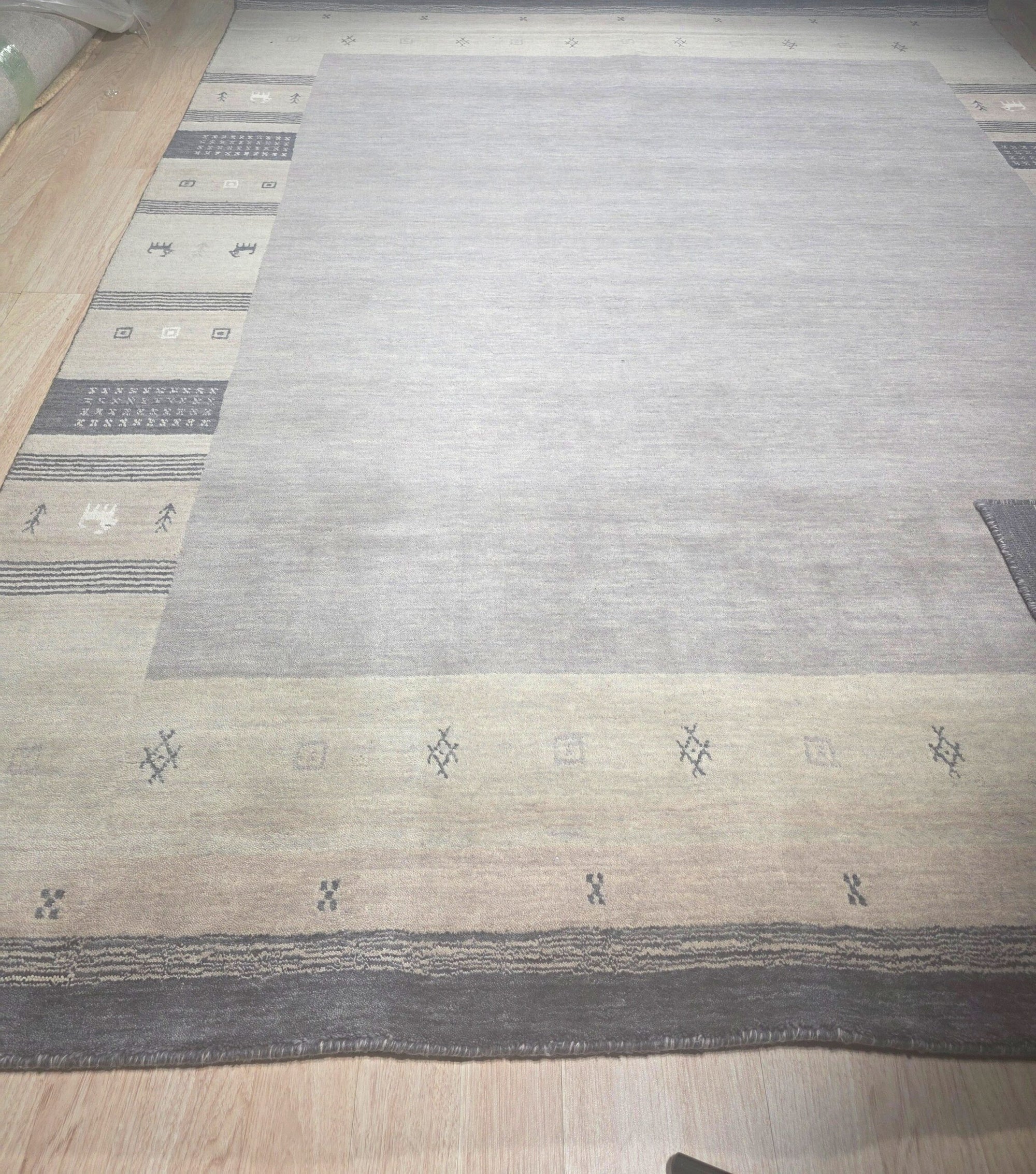 Handloomed Gray Gabbeh Tribal Wool Area Rug - view 11