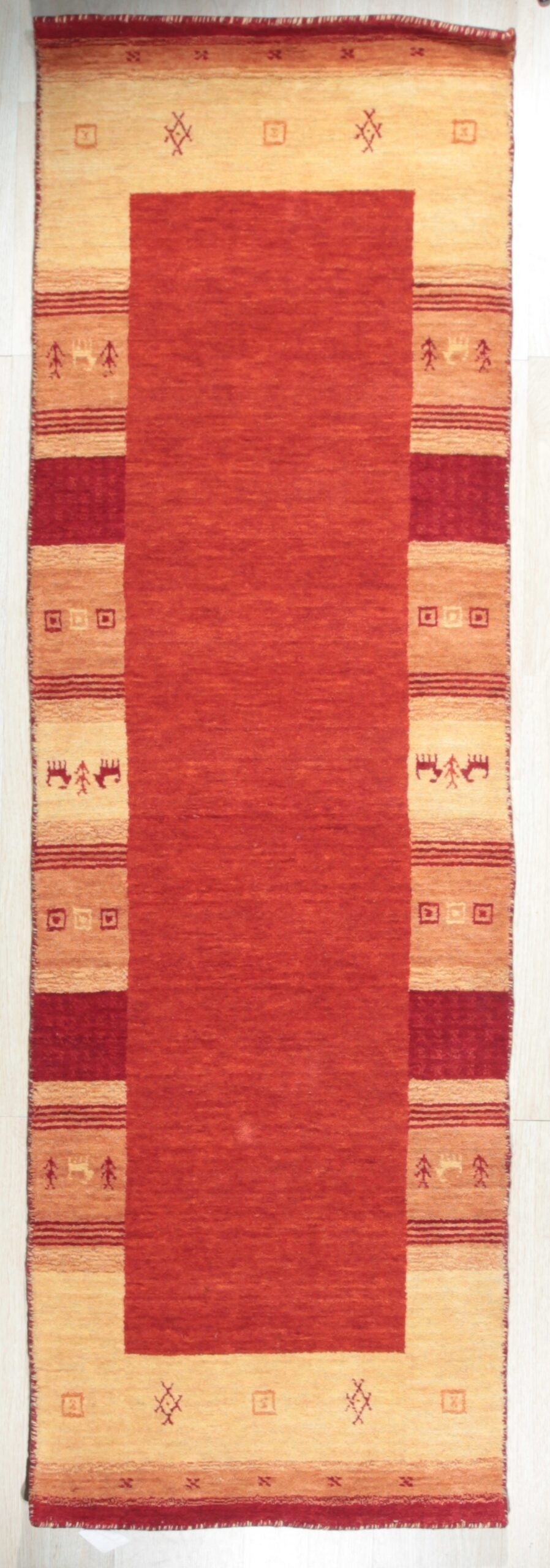 Handloomed Red Gabbeh Tribal Wool Area Rug - view 1