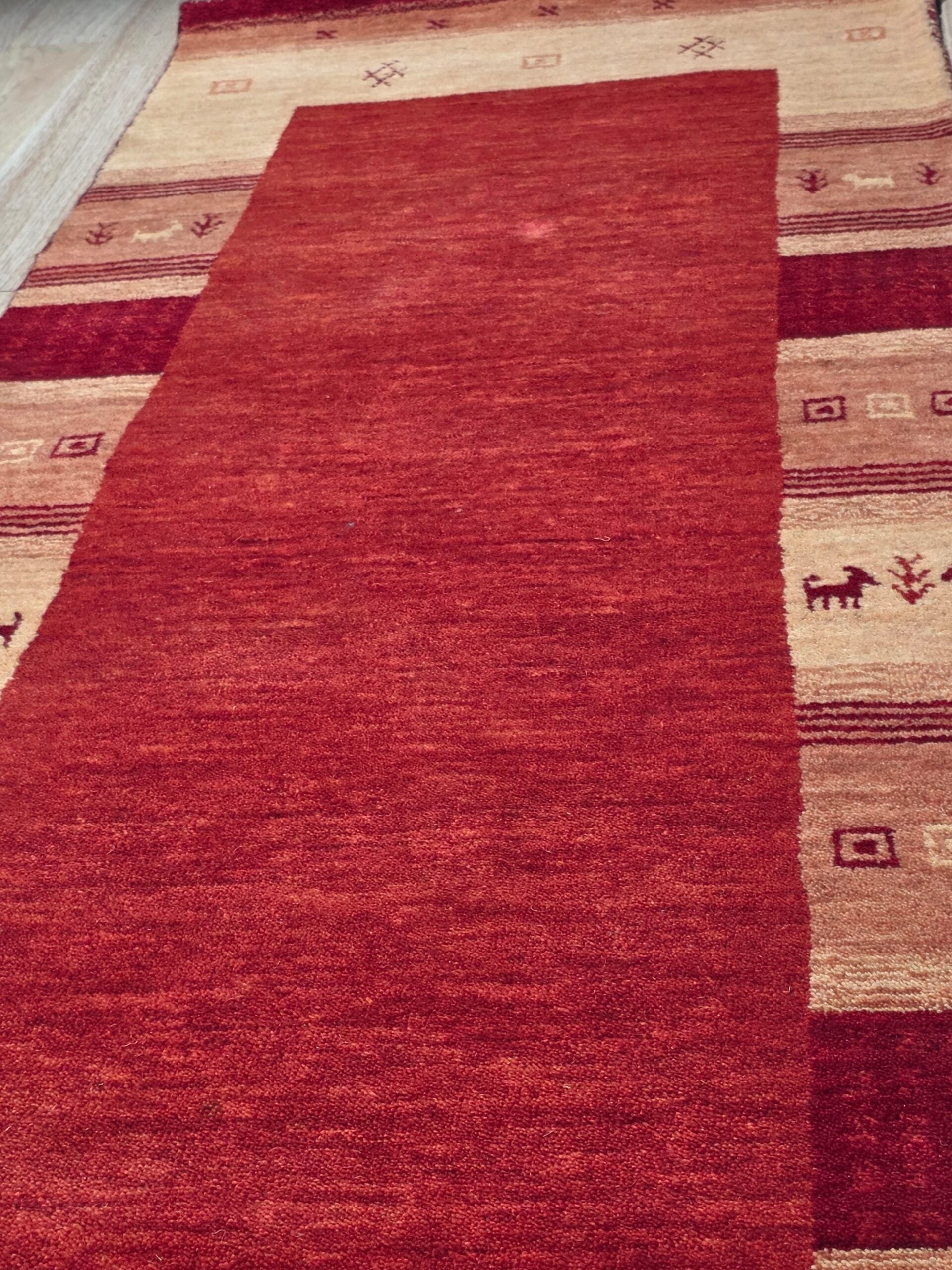Handloomed Red Gabbeh Tribal Wool Area Rug - view 3