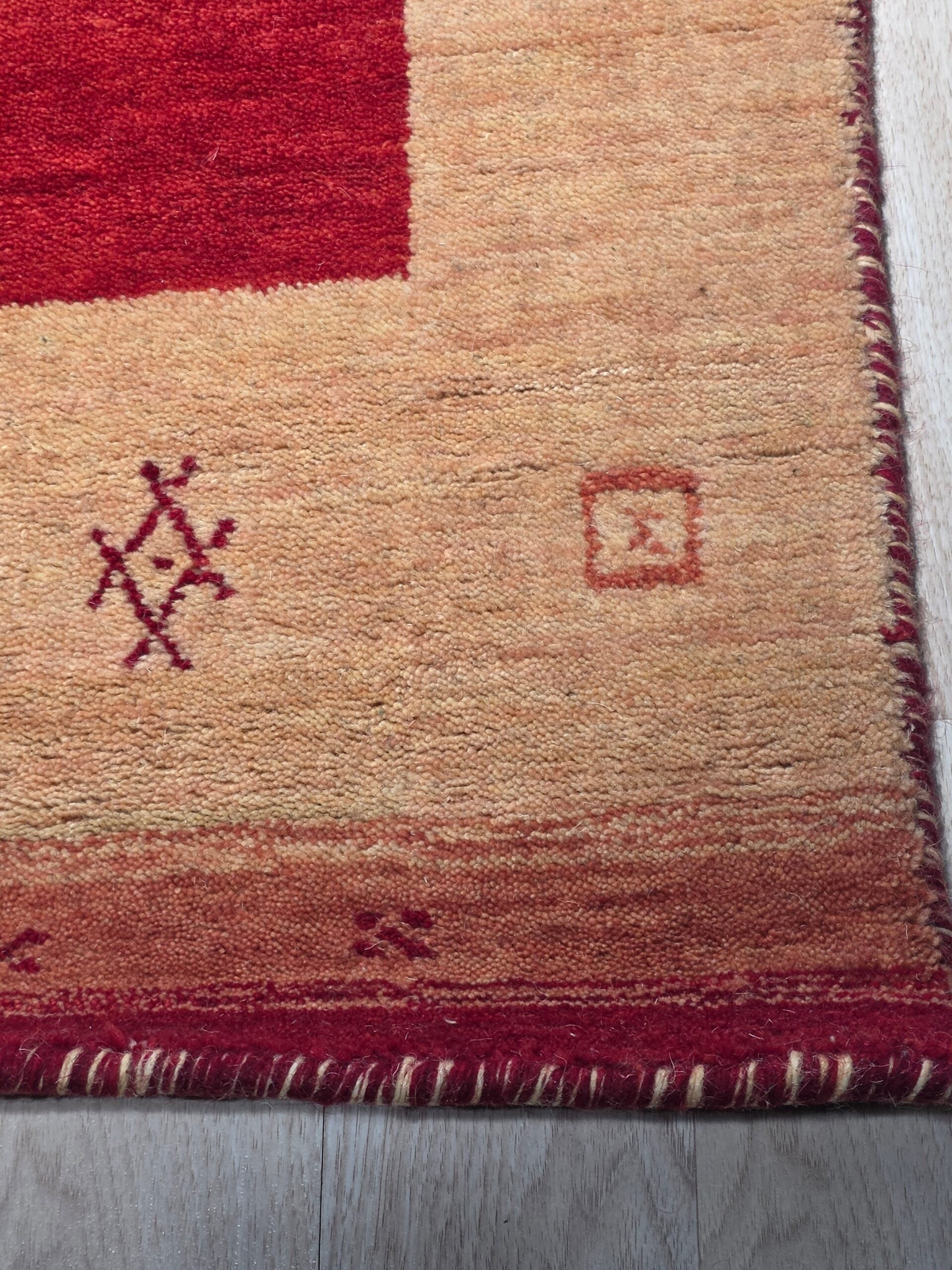 Handloomed Red Gabbeh Tribal Wool Area Rug - view 4