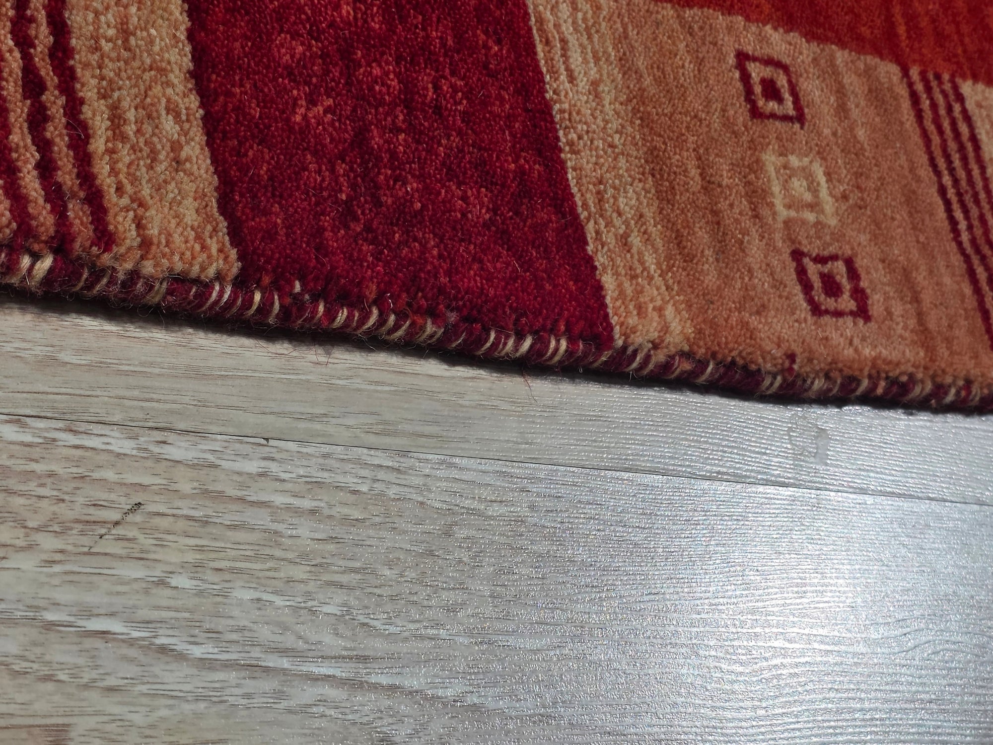 Handloomed Red Gabbeh Tribal Wool Area Rug - view 7