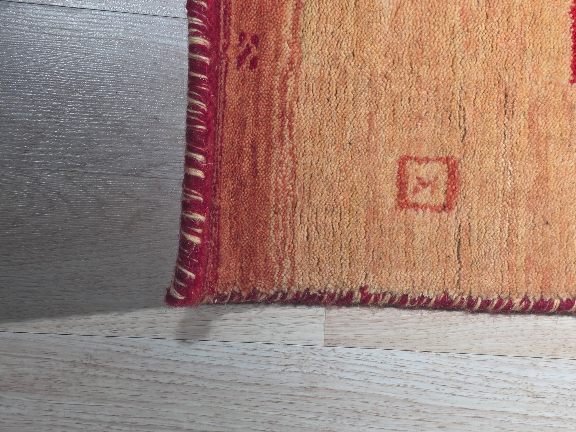 Handloomed Red Gabbeh Tribal Wool Area Rug - view 8