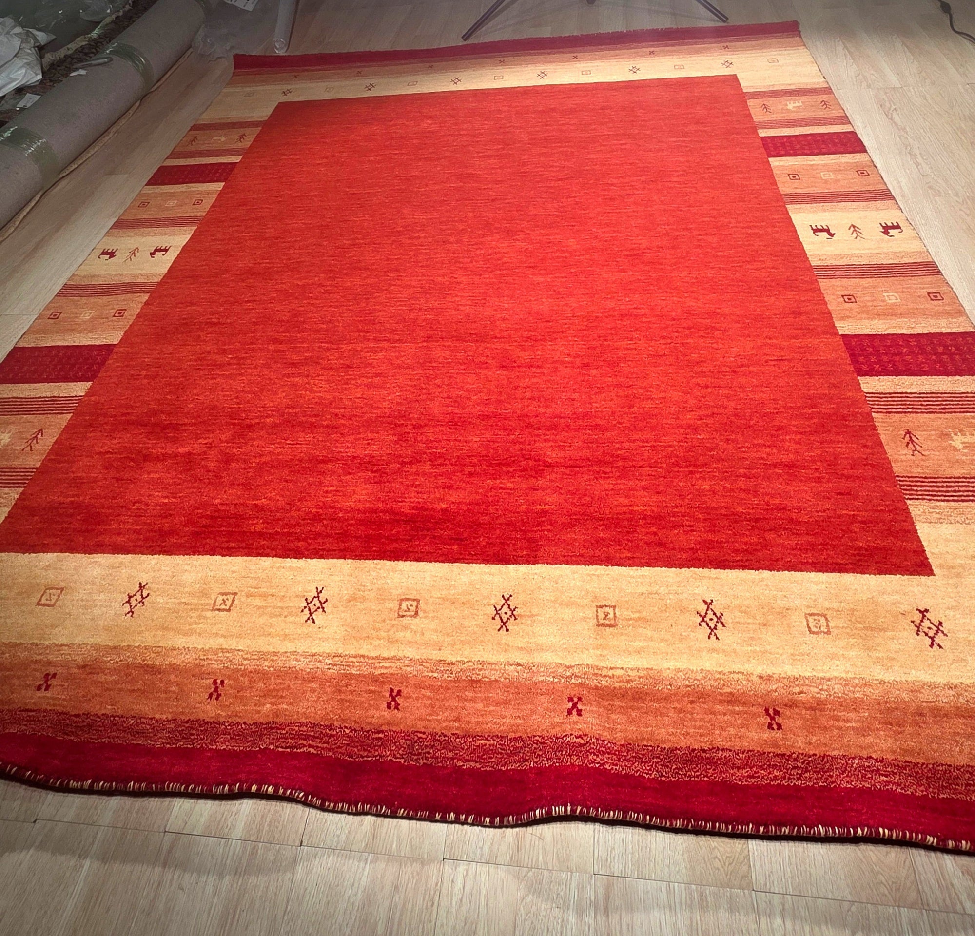 Handloomed Red Gabbeh Tribal Wool Area Rug - view 11