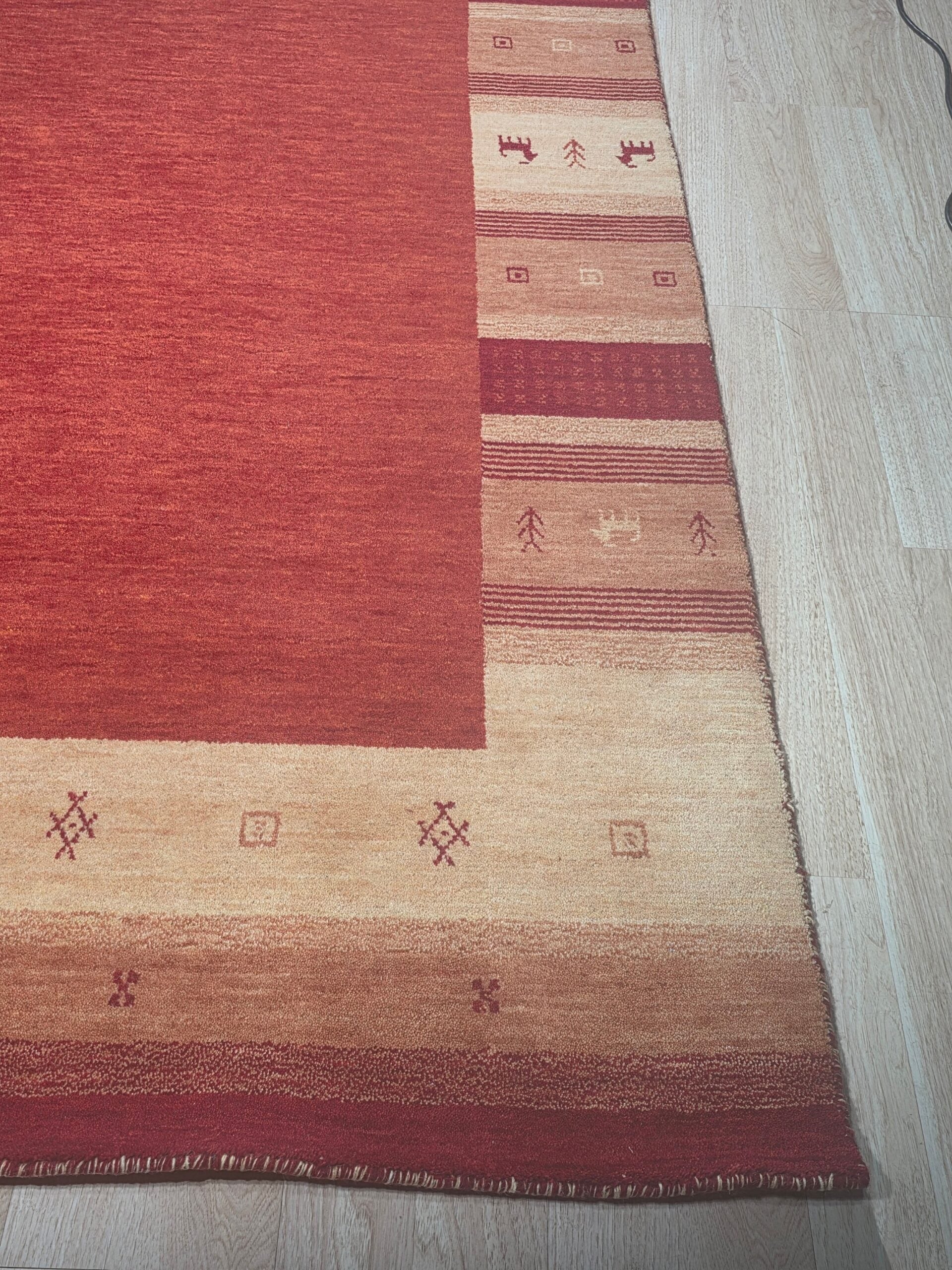 Handloomed Red Gabbeh Tribal Wool Area Rug - view 12