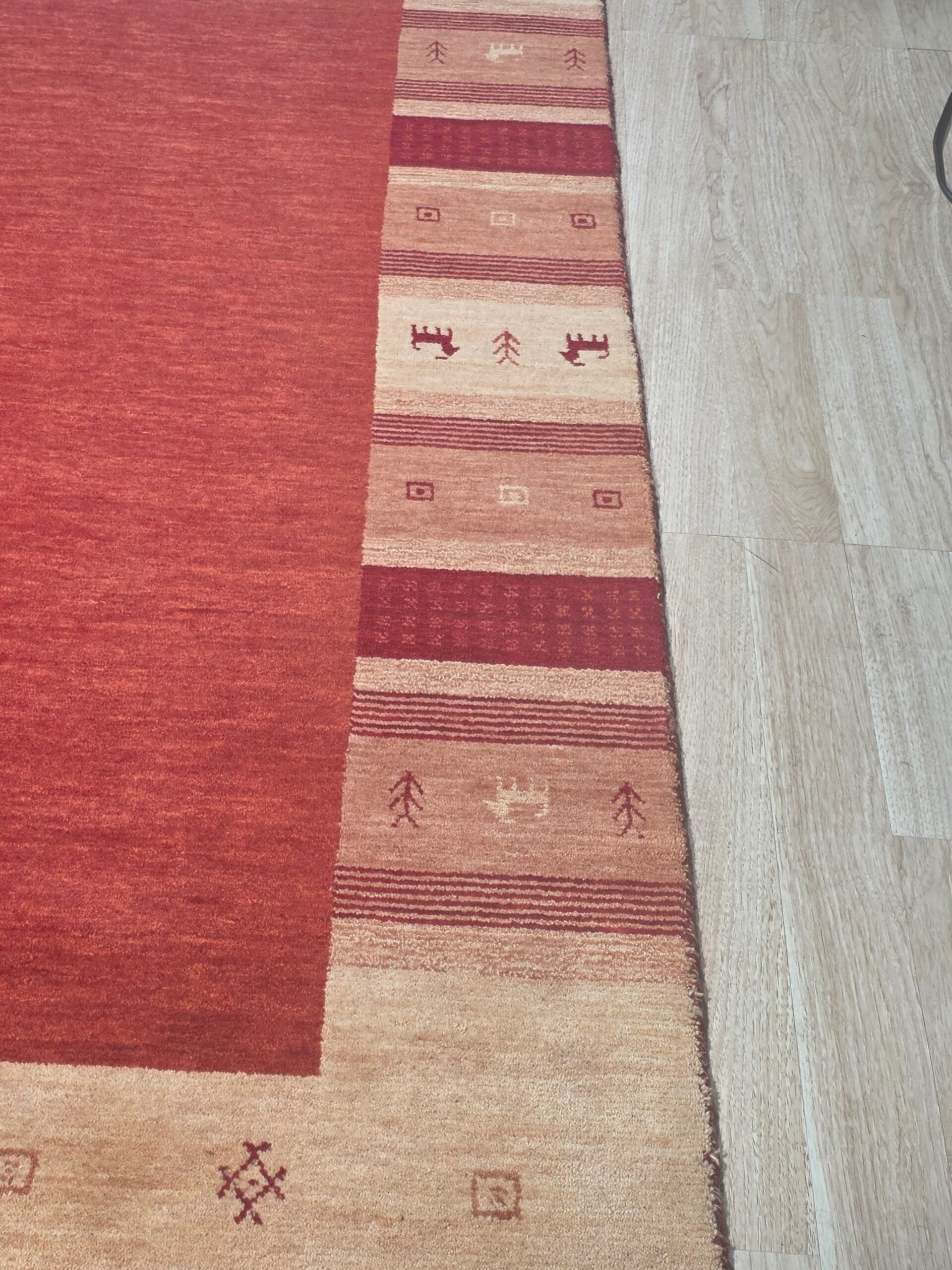 Handloomed Red Gabbeh Tribal Wool Area Rug - view 13