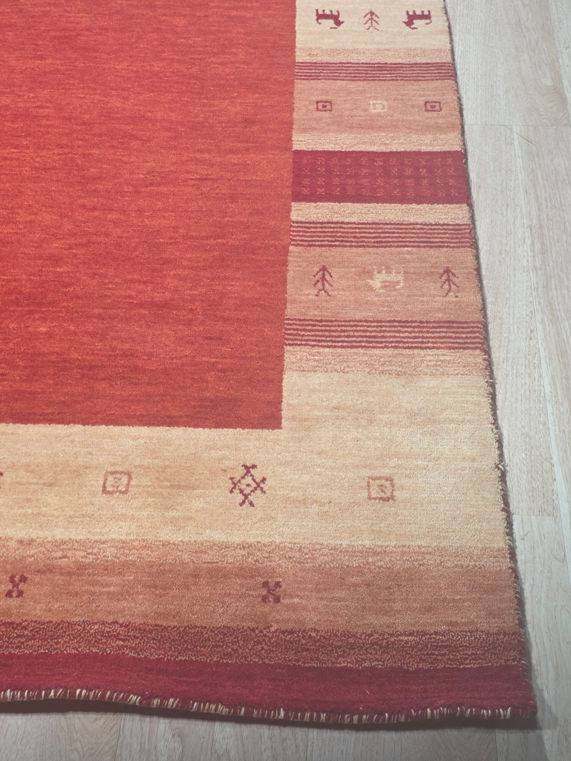 Handloomed Red Gabbeh Tribal Wool Area Rug - view 14