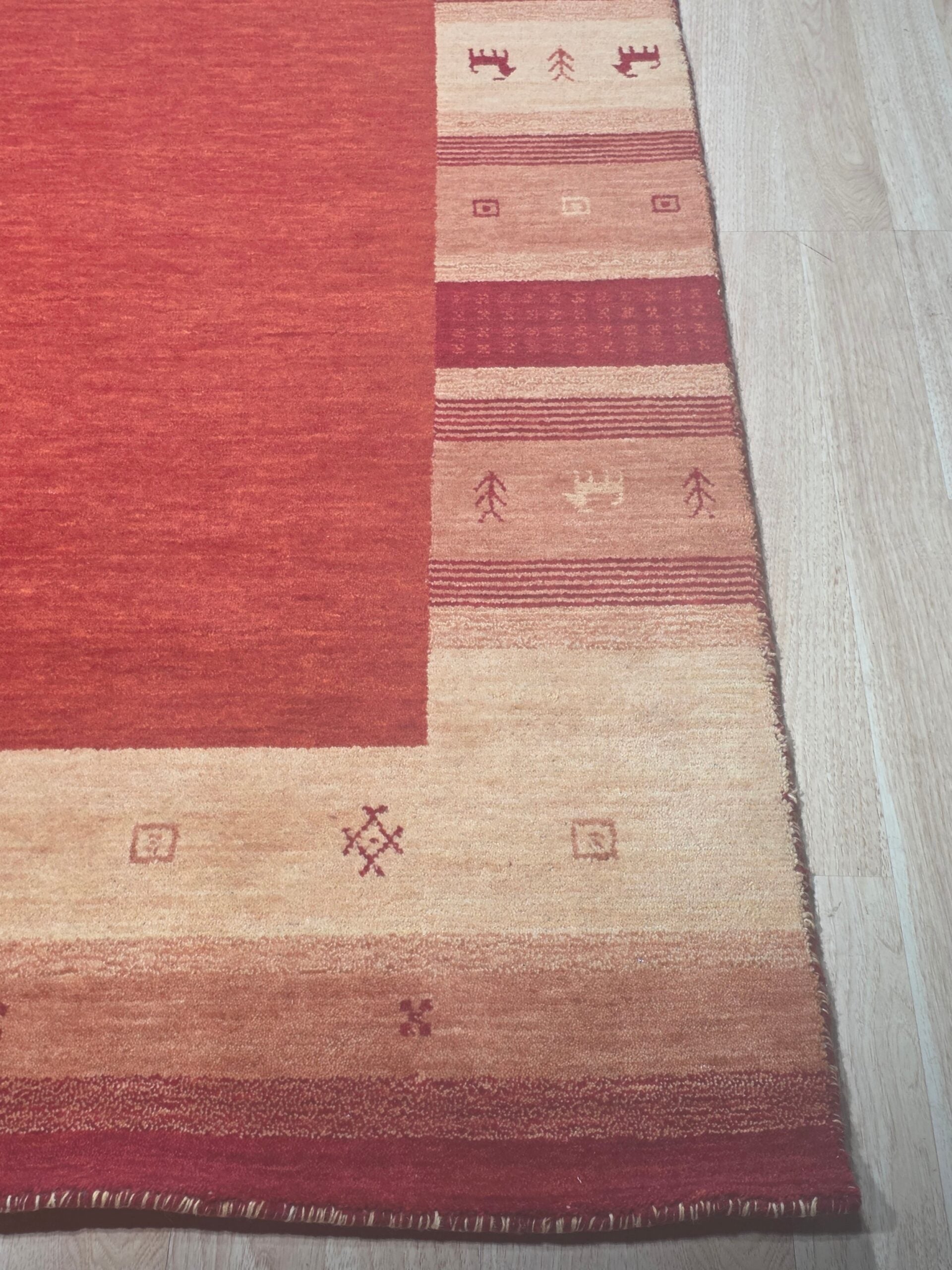 Handloomed Red Gabbeh Tribal Wool Area Rug - view 15