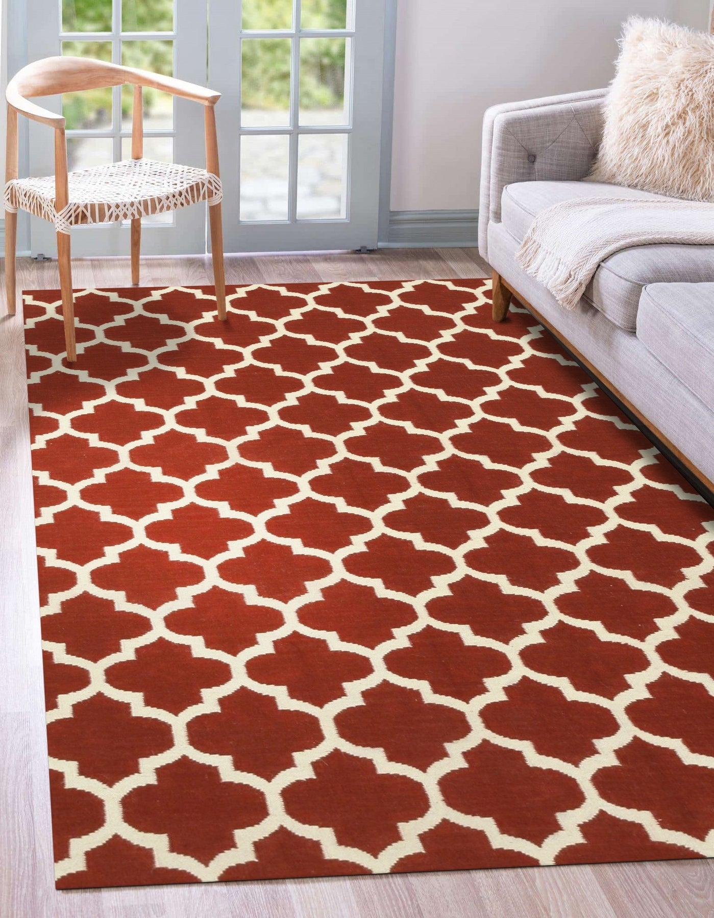 Scarlet Trellis Reversible Moroccan Rug