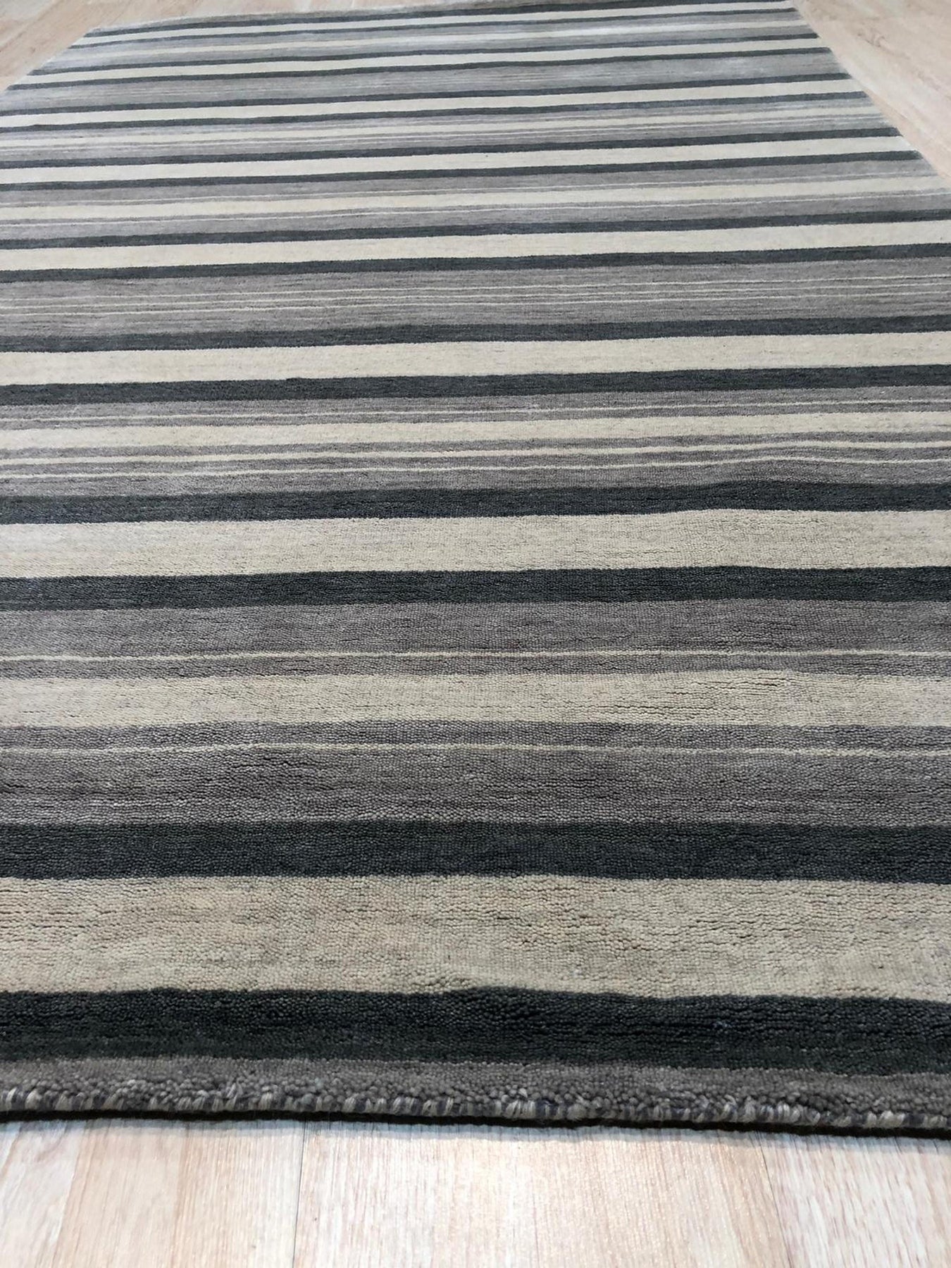 Taupe Horizon Striped Wool Rug