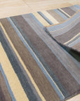 Lila Fiona Multicolor Handmade Wool Rug, displaying vibrant hues and intricate patterns. Warm tones and cool blues interweave across this textured wool rug, creating a visually captivating design.