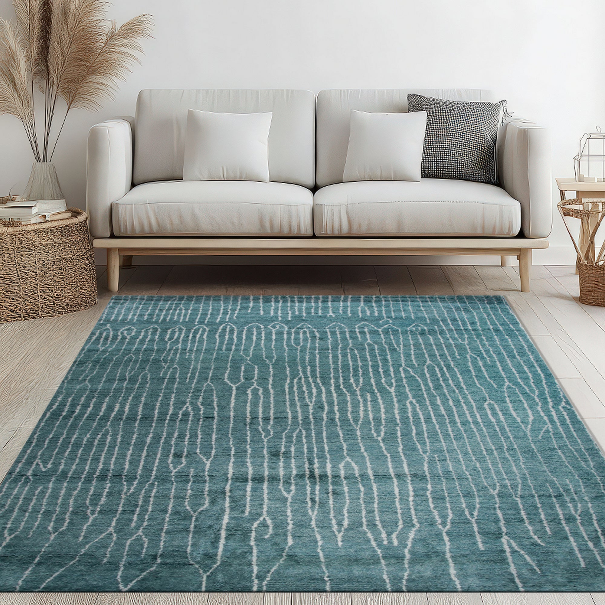 Beautiful Celia Green Hand Knotted Wool Rug