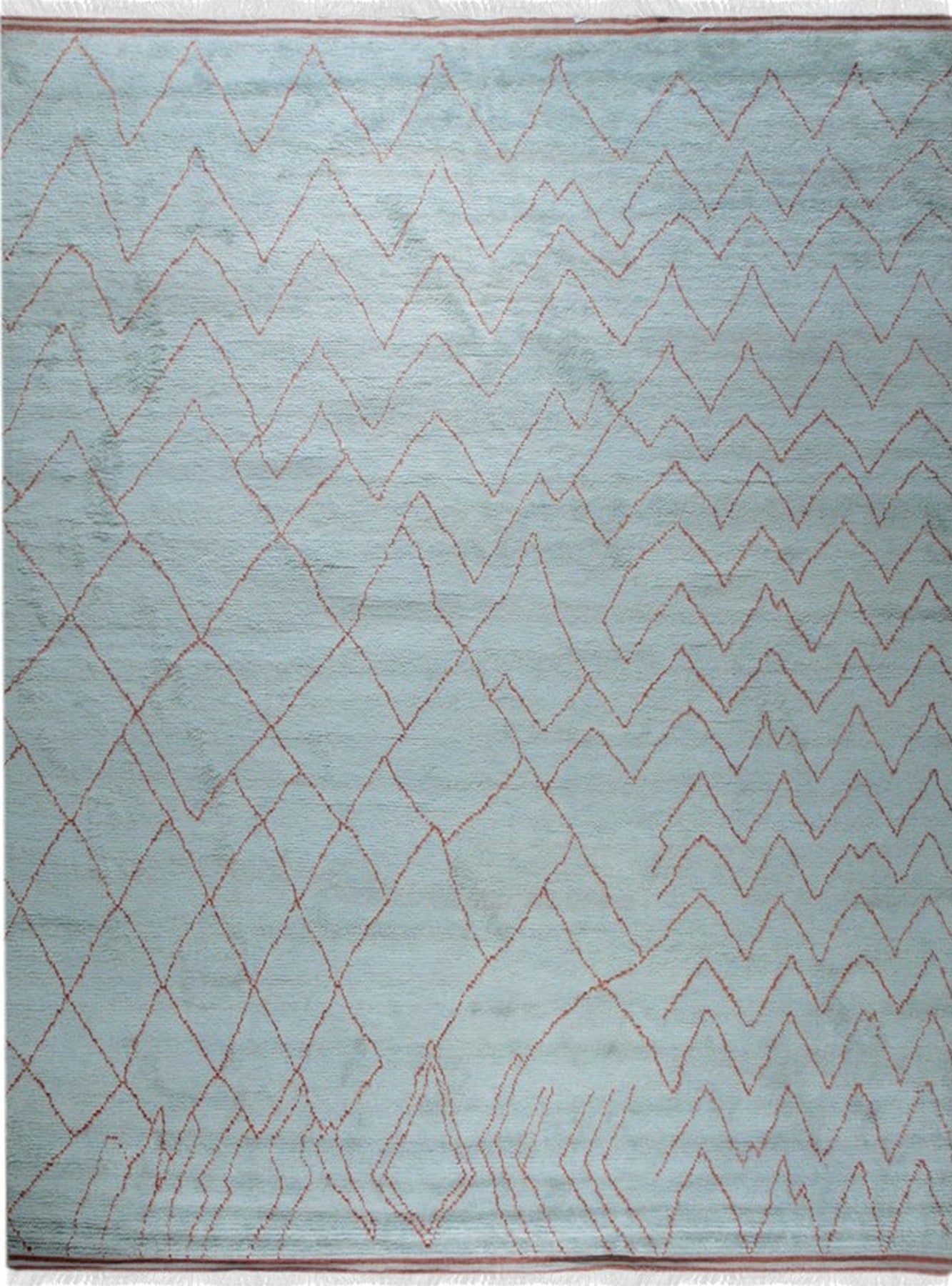 Isolated view of Isla Moroccan Blue Hand Knotted Wool Rug, showcasing its design.