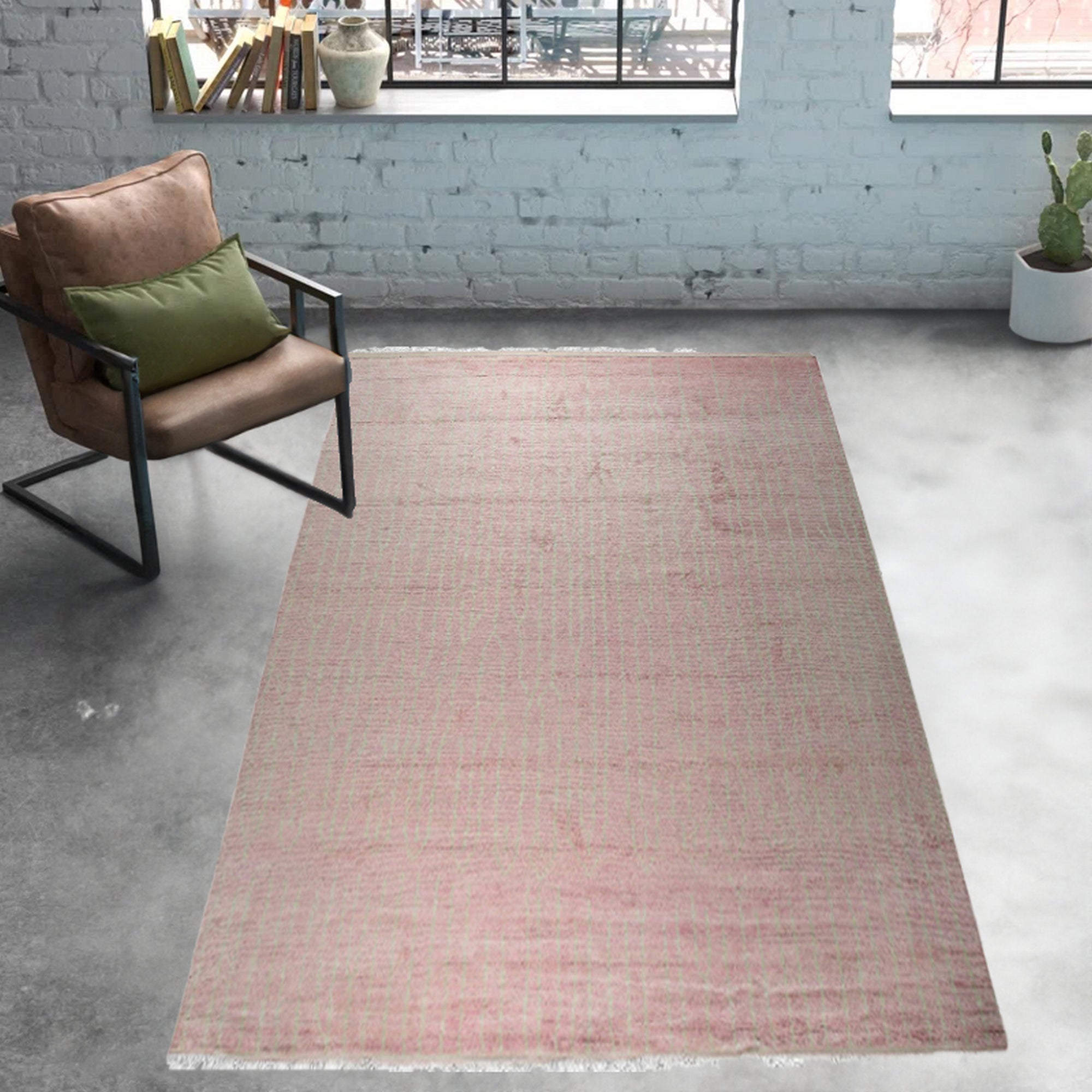 Rhea Moroccan Pink Hand Knotted Wool Rug