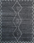 Isolated view of Talia Moroccan Charcoal Hand Knotted Wool Rug, showcasing its intricate diamond lattice design.