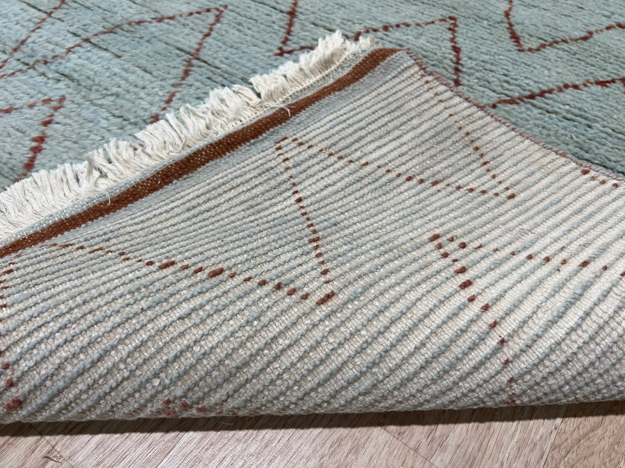 Modern Moroccan Light Blue Handmade Wool Rug