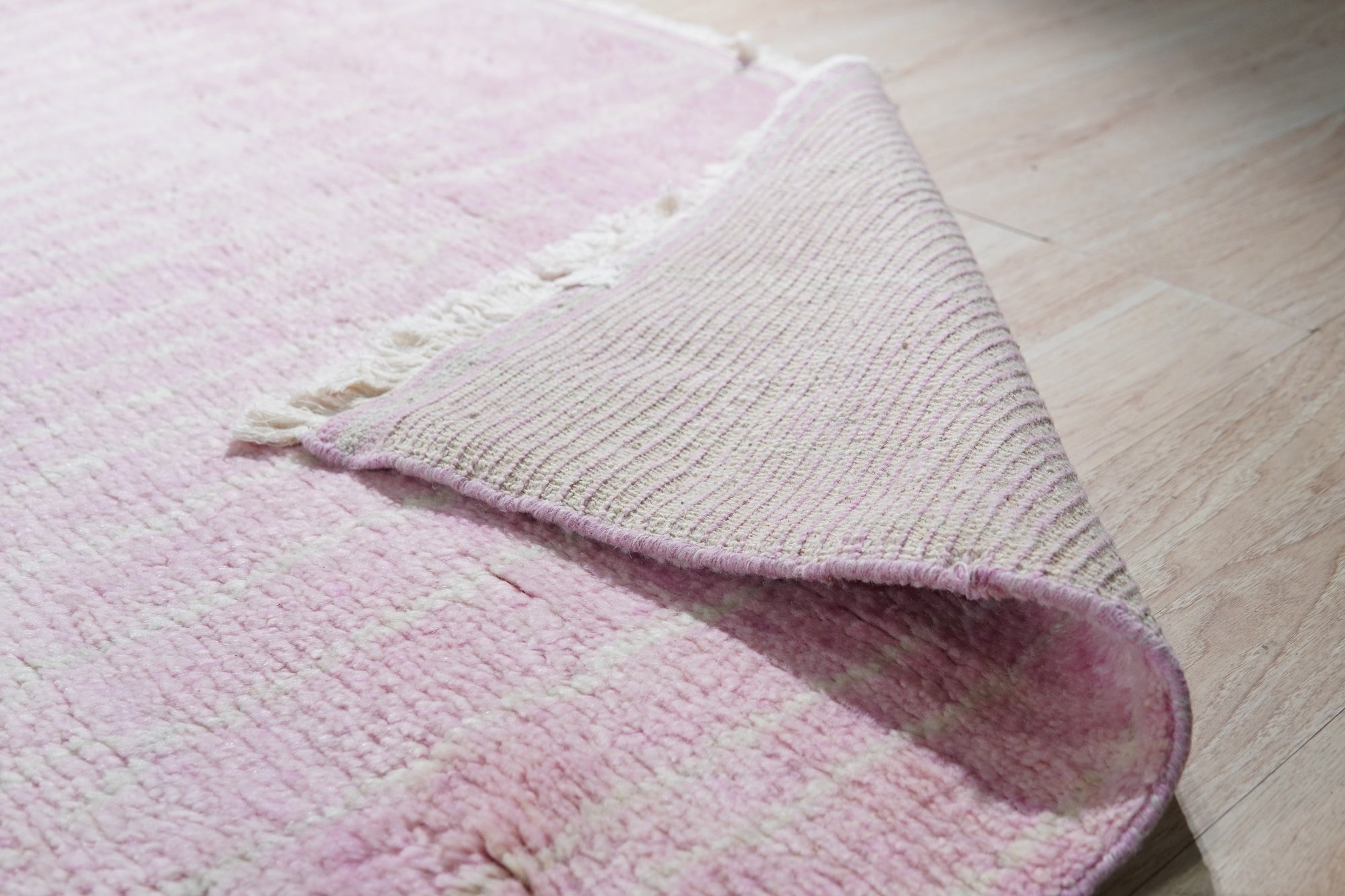 Elegant Pink Moroccan Handmade Wool Rug