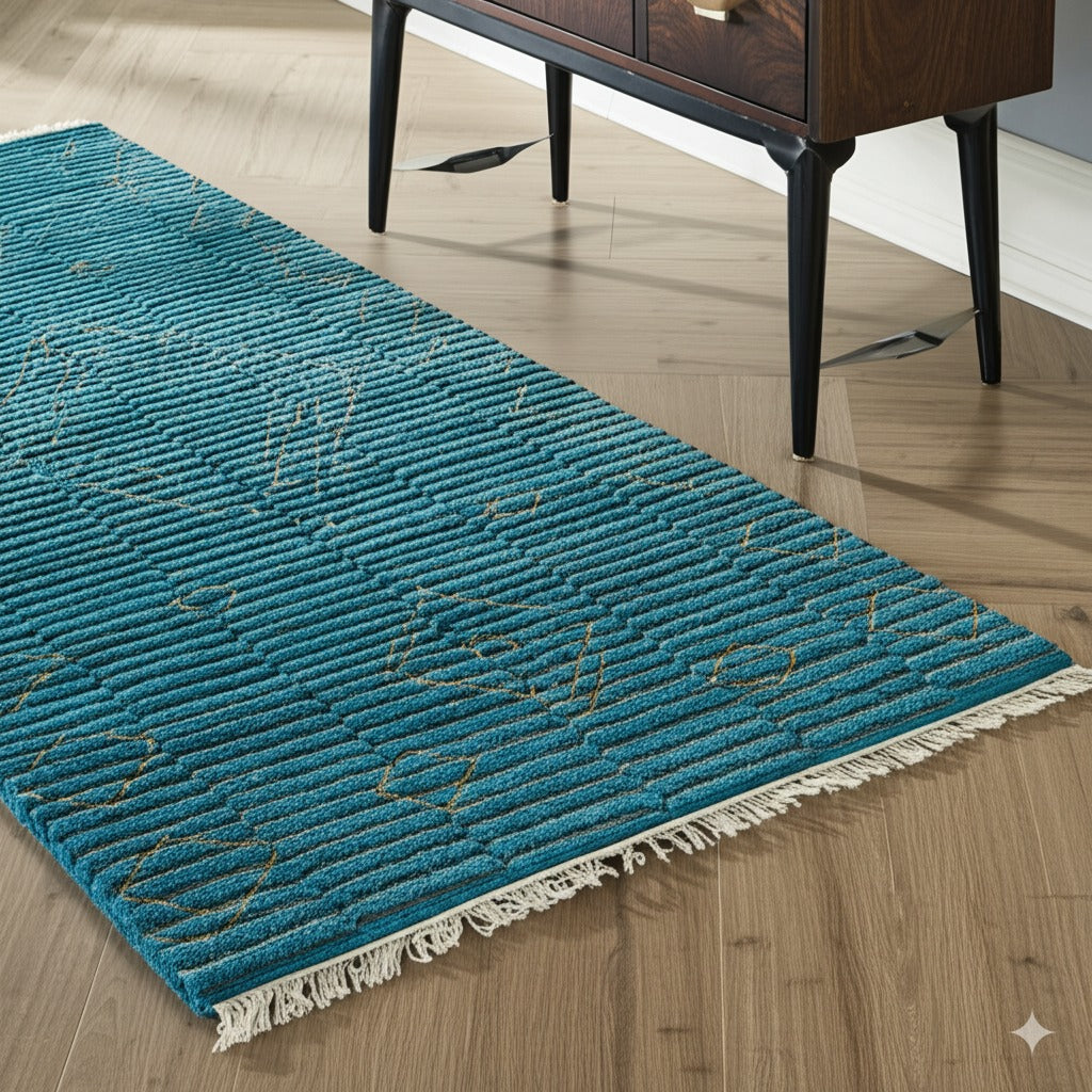 Exquisite Moroccan Handmade Wool Green Rug - additional view