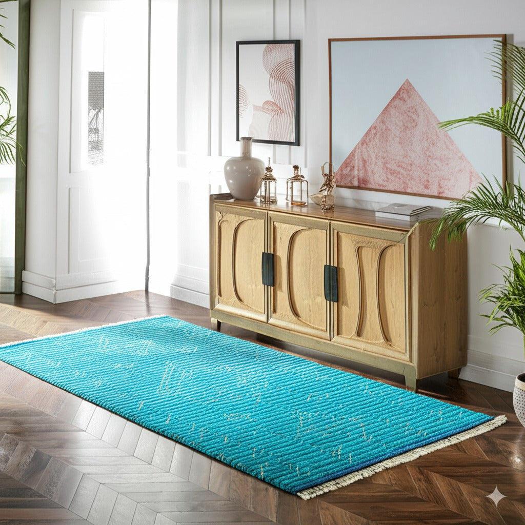 Exquisite Moroccan Handmade Wool Green Rug - additional view