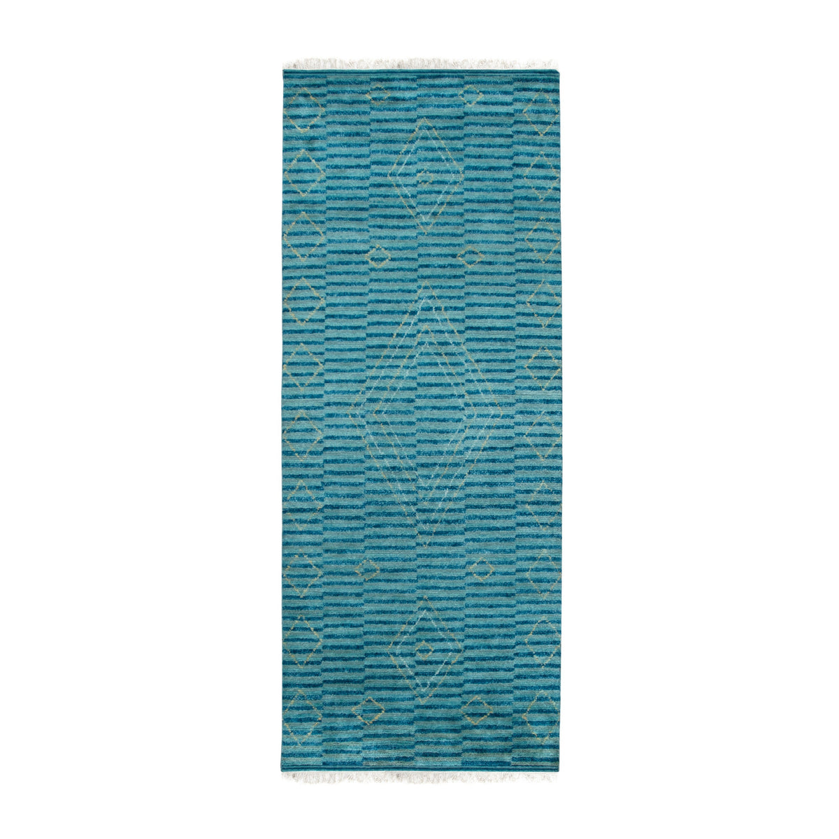 Isolated view of Exquisite Moroccan Handmade Wool Green Rug, showcasing its design.