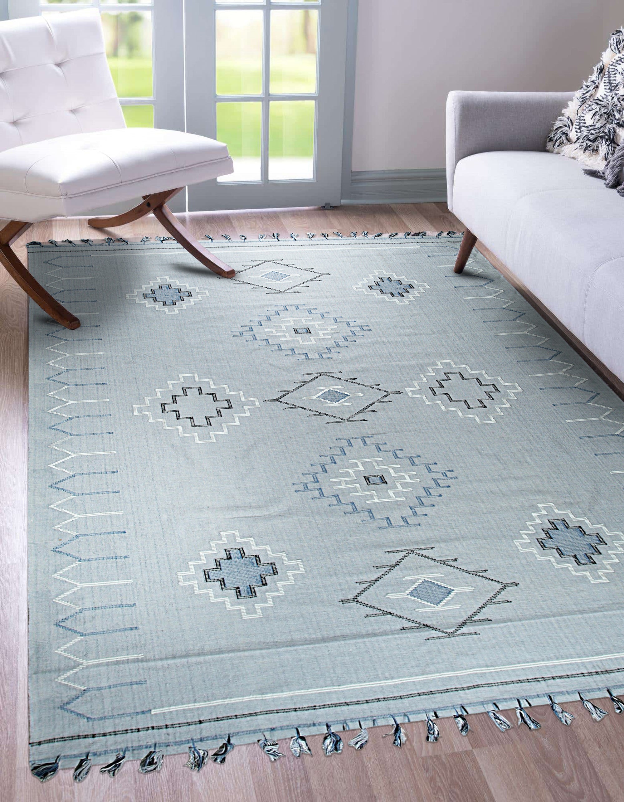 Rustic Penelope Silver Flatweave Rug