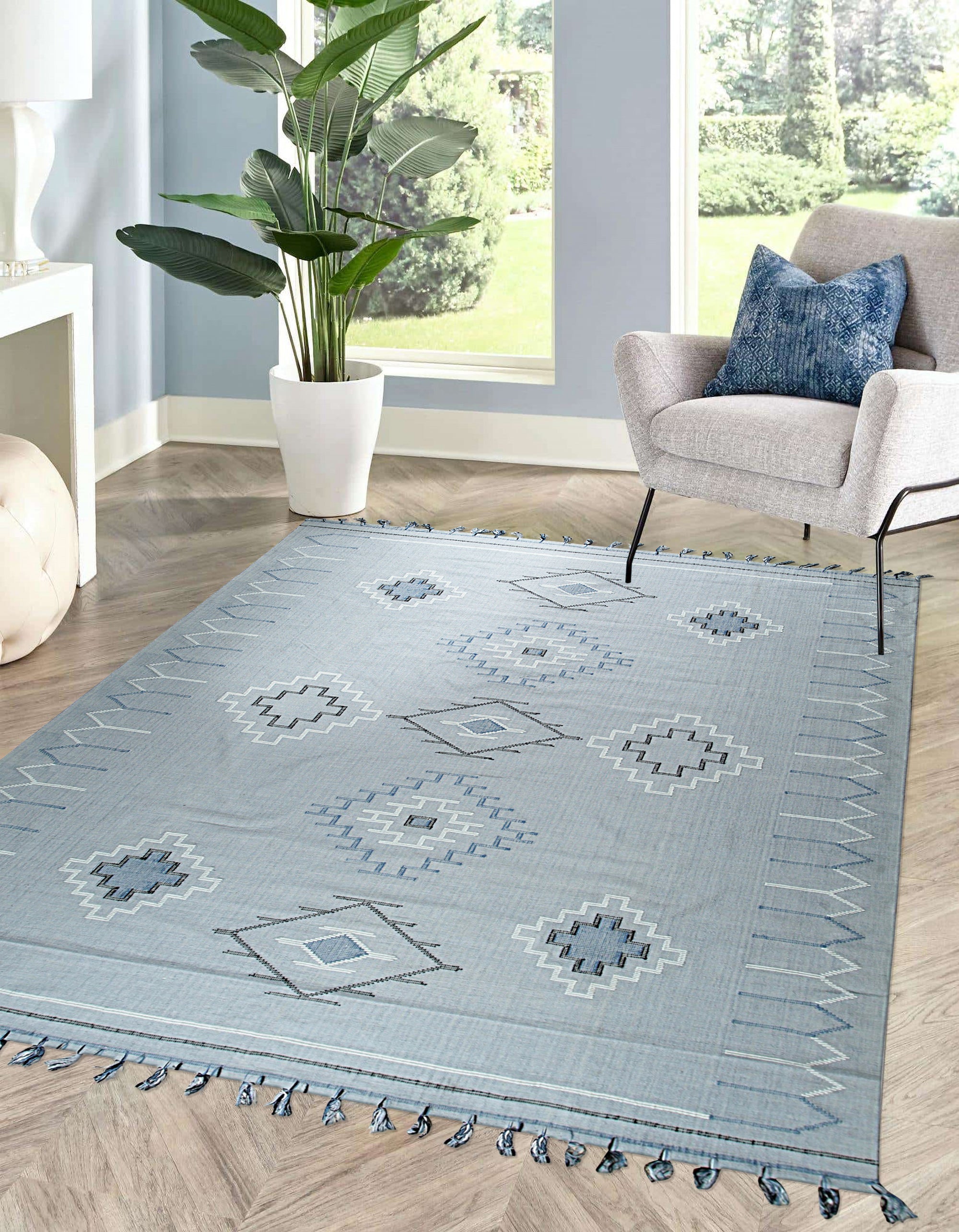 Rustic Penelope Silver Flatweave Rug