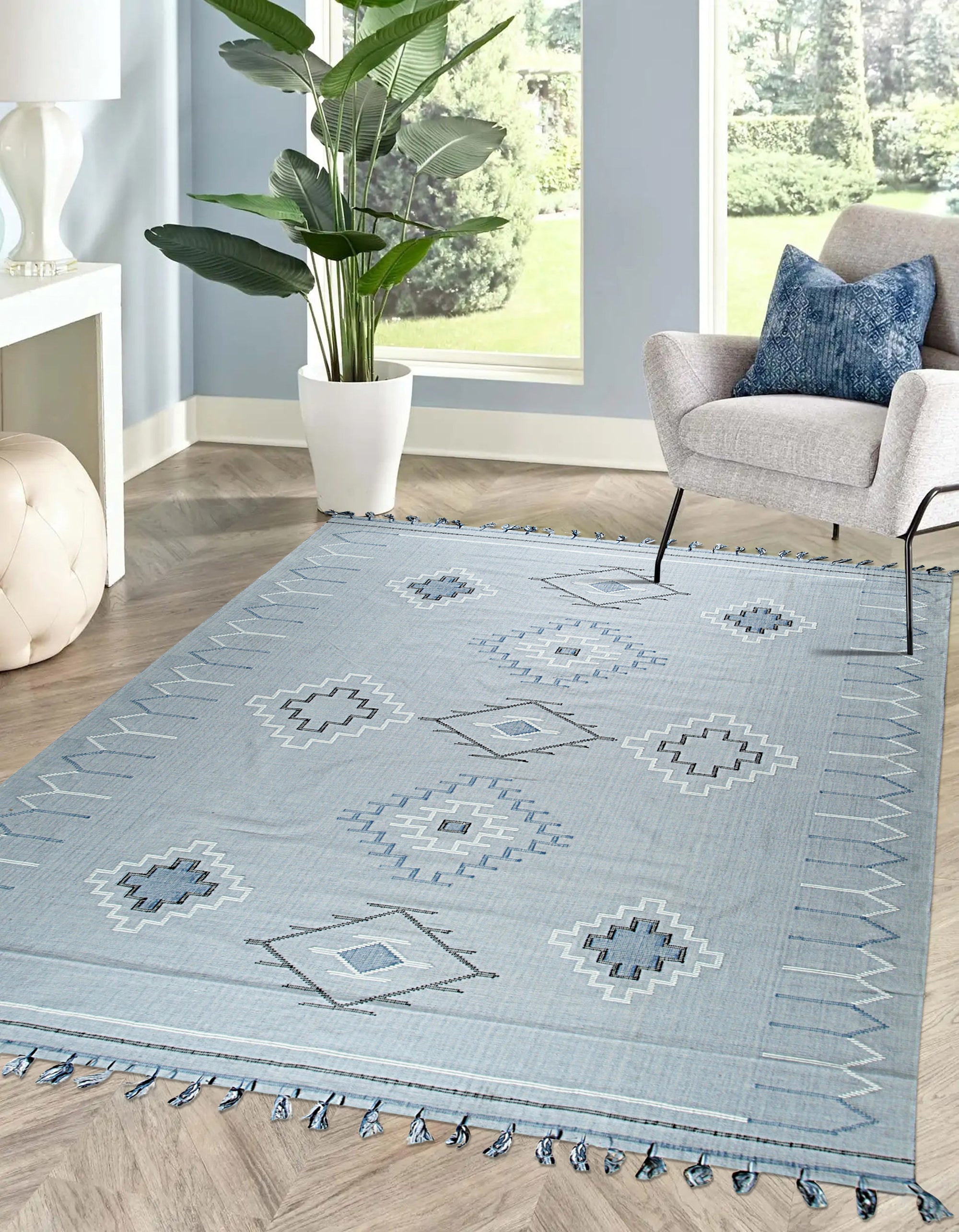 Rustic Penelope Silver Flatweave Rug