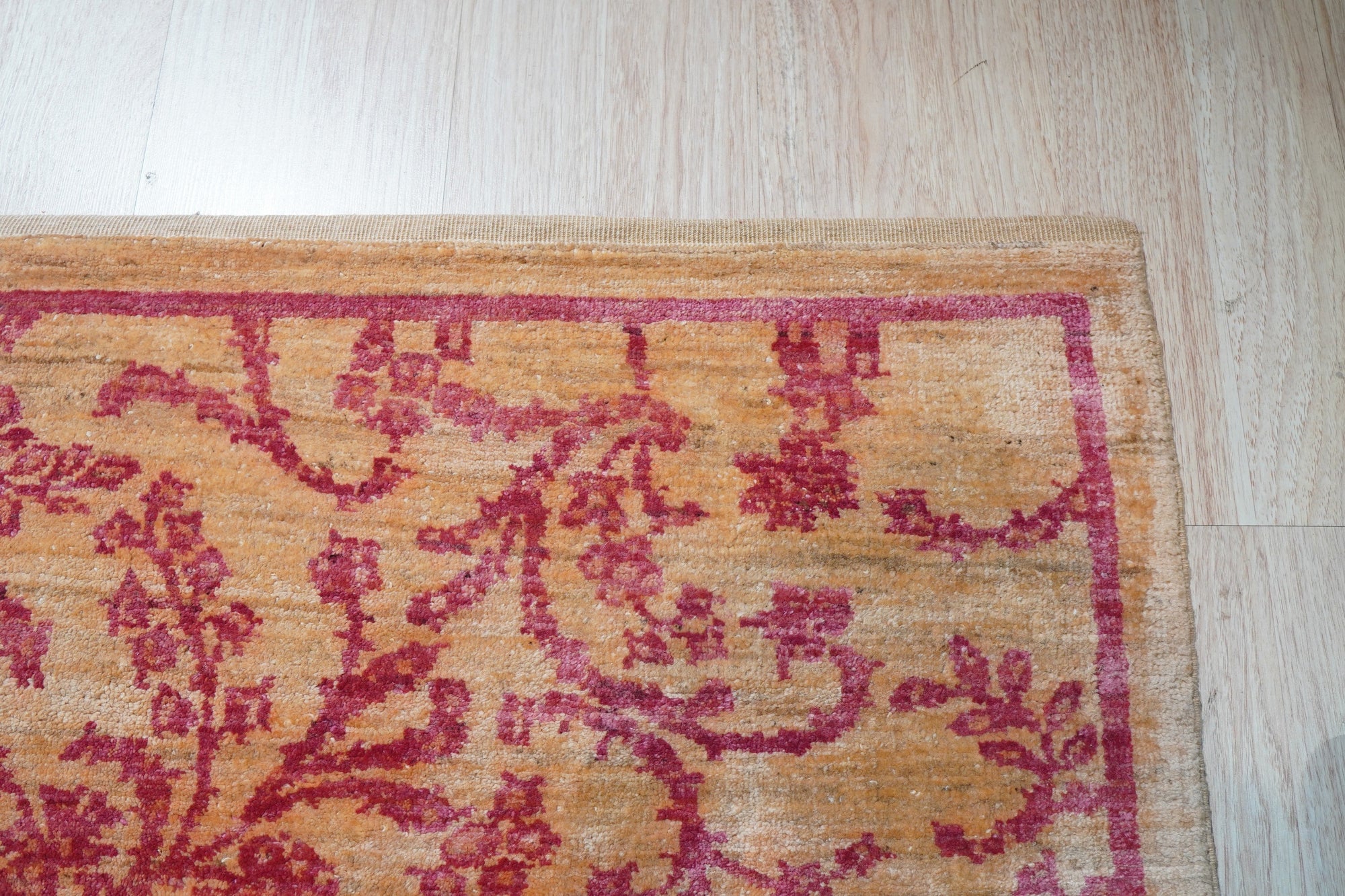 Rosy Vine Handmade Wool Rug