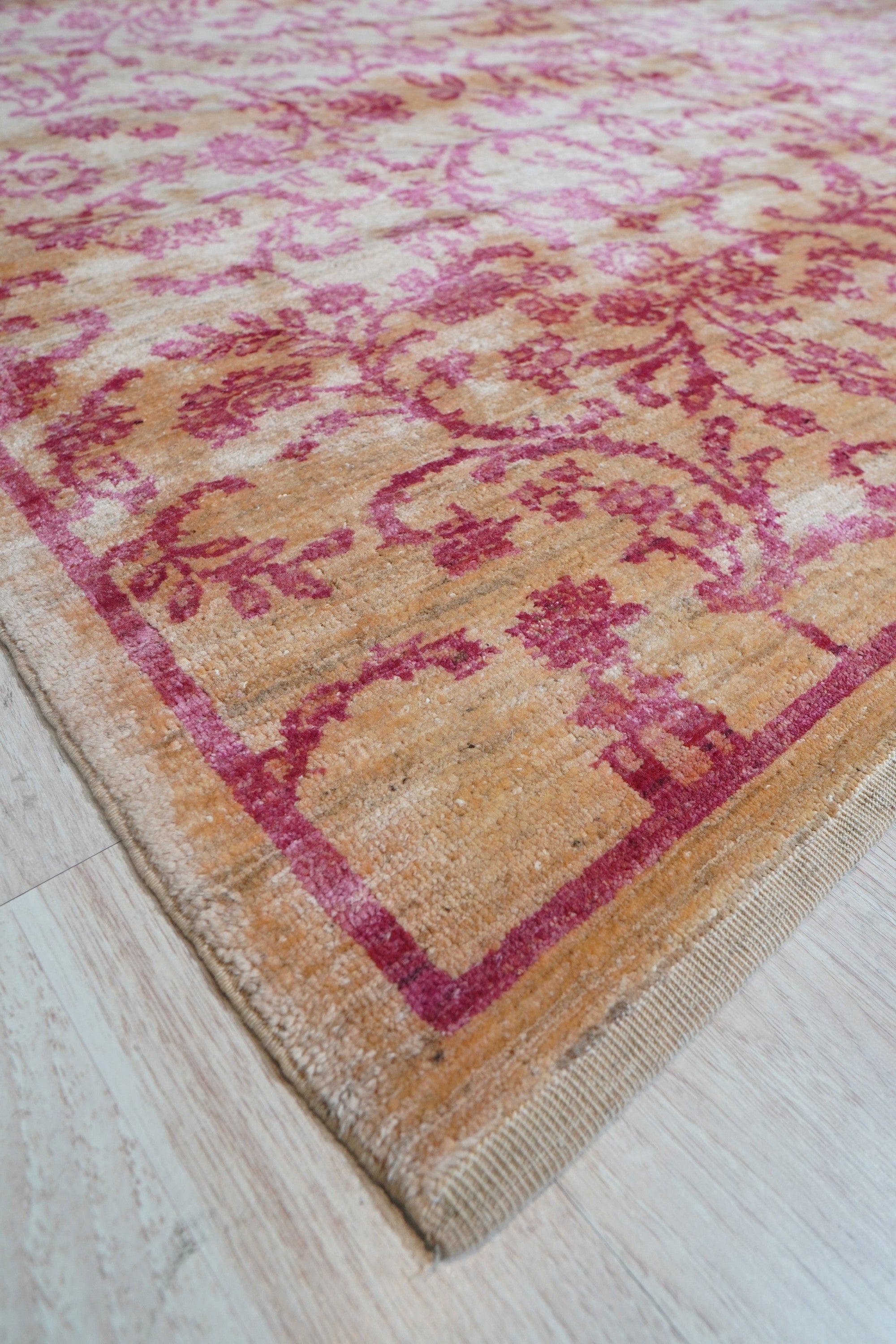 Rosy Vine Handmade Wool Rug