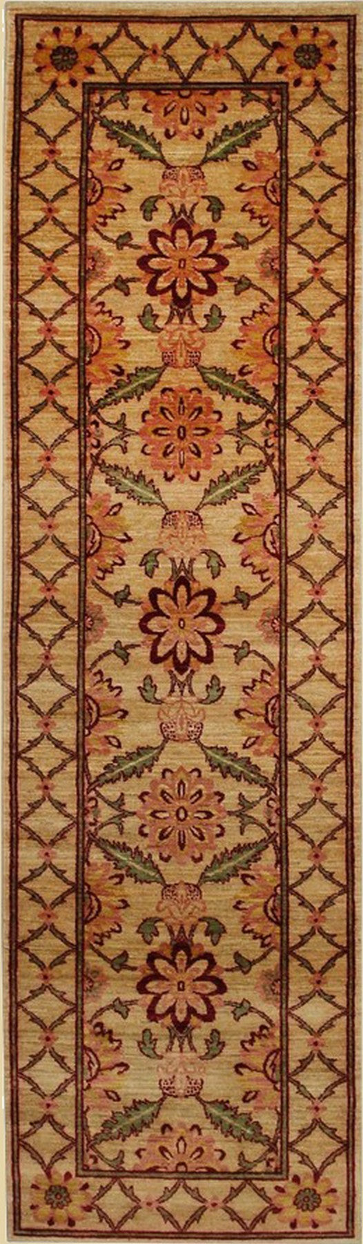 Afghan Floral Medallion Turkish Knot Handmade Wool Rug