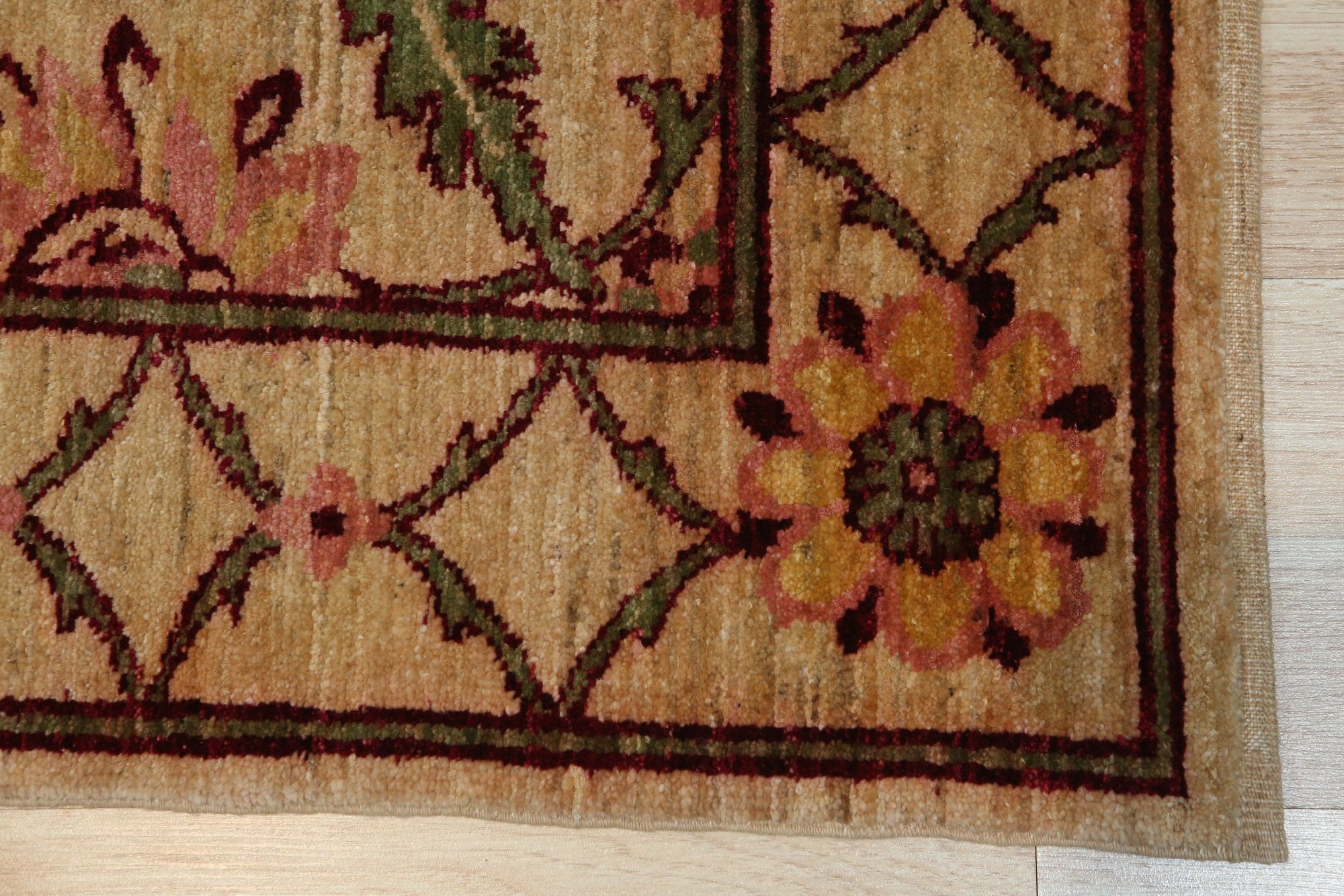 Afghan Floral Medallion Turkish Knot Handmade Wool Rug