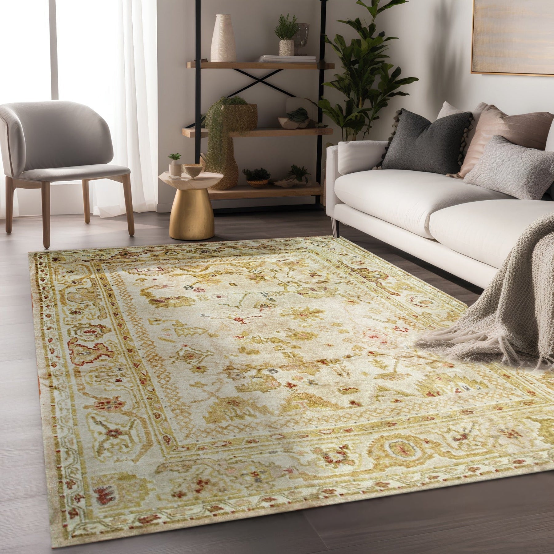 Classic Beauty Oushak Hand-Knotted Mohair Rug