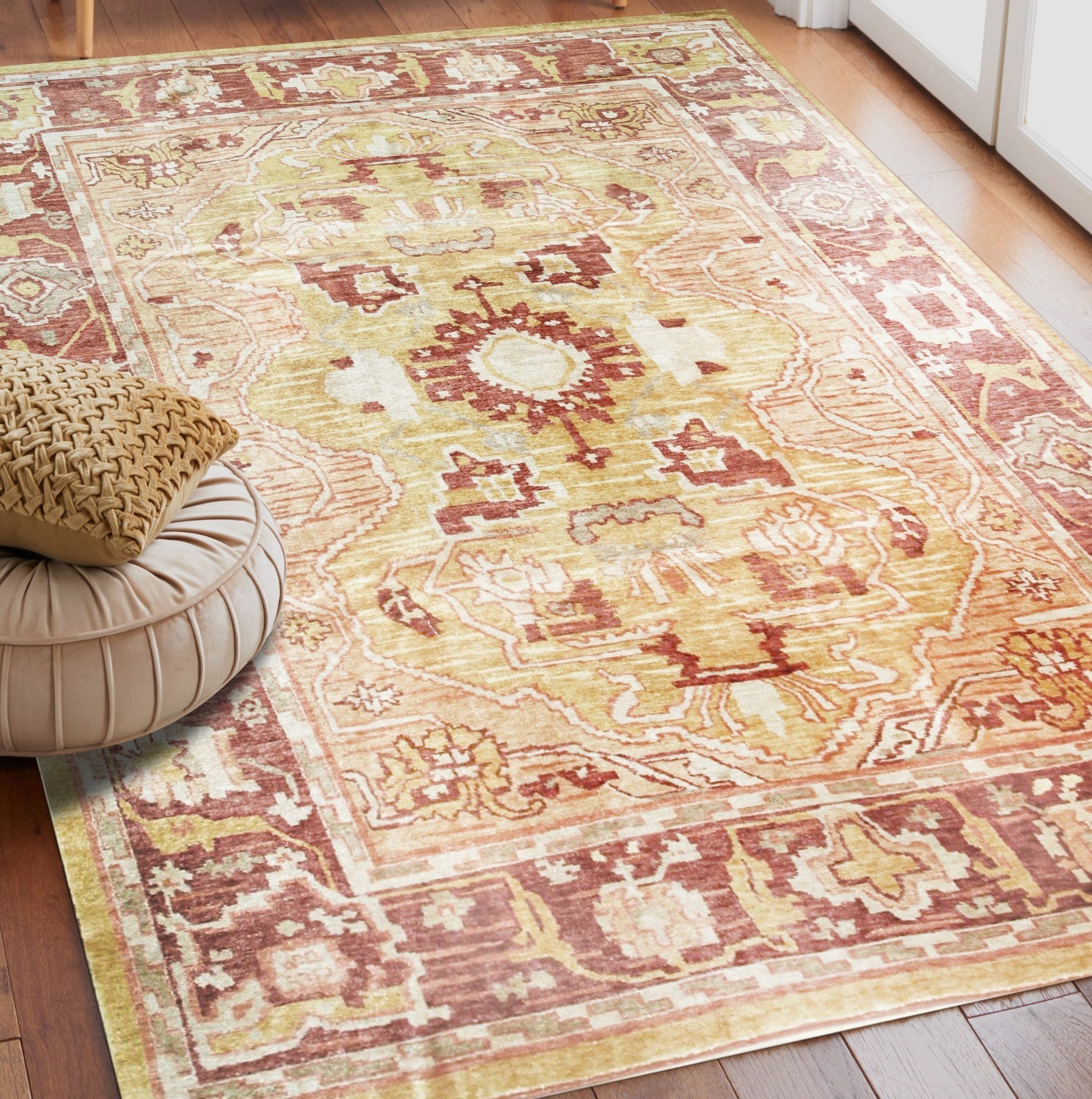 Golden Heritage Oushak Turkish Knot Handmade Wool Rug