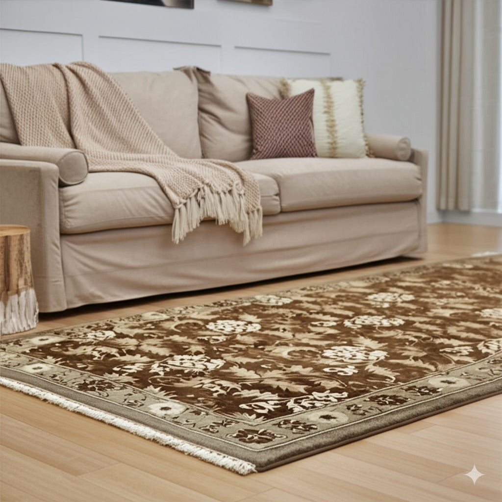 Handmade Wool Beige Transitional All Over Ningxia  Rug, Made in India - additional view