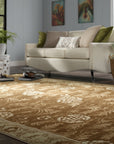 Handmade Wool Beige Transitional All Over Ningxia  Rug, Made in India - additional view