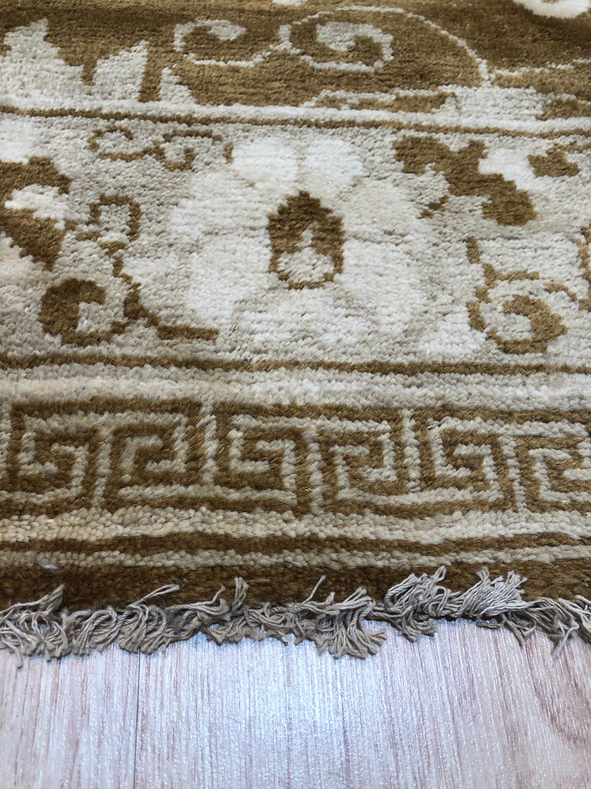 Handmade Wool Beige Transitional All Over Ningxia  Rug, Made in India - additional view