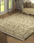 Handmade Wool Ivory Transitional All Over Ningxia  Rug, Made in India - additional view