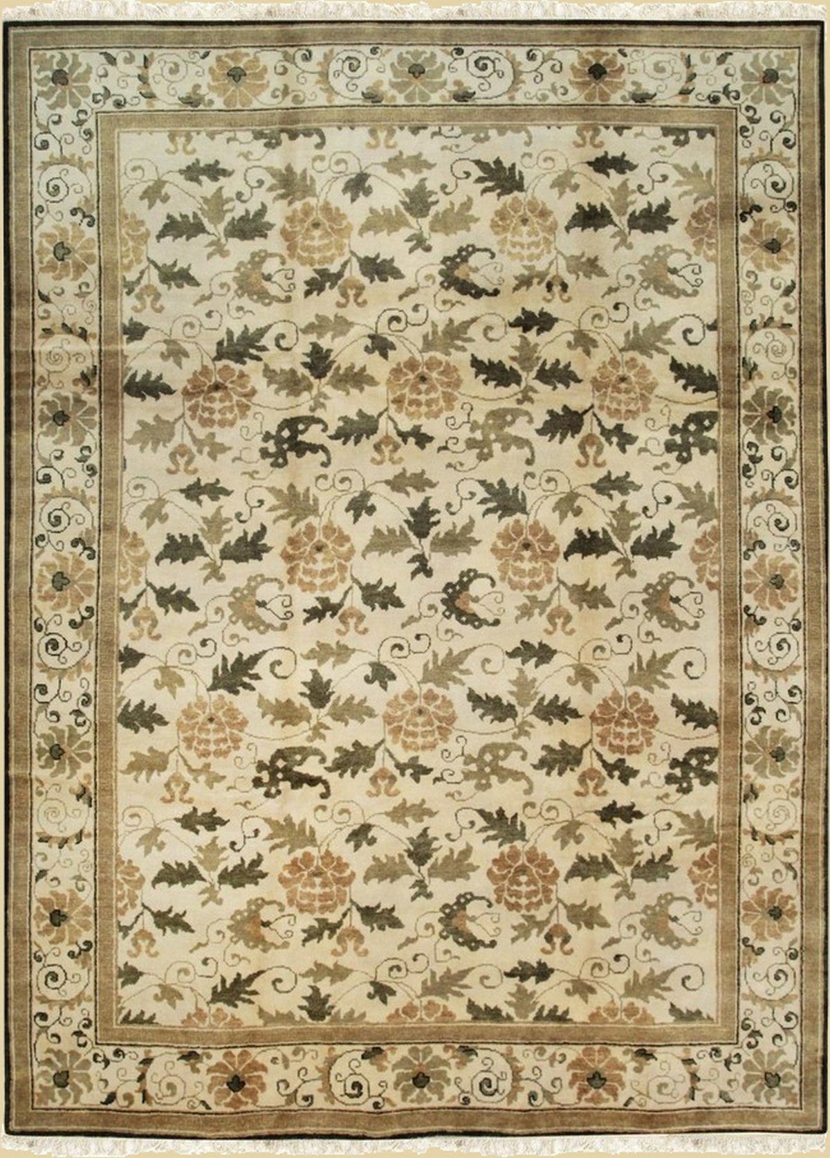 Handmade Wool Beige Transitional All Over Ningxia  Rug