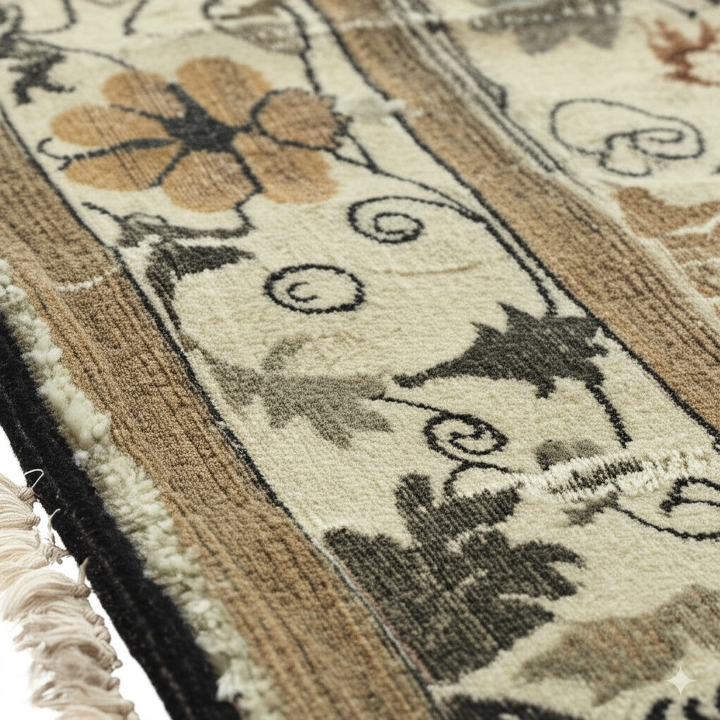 Handmade Wool Ivory Transitional All Over Ningxia  Rug, Made in India - additional view