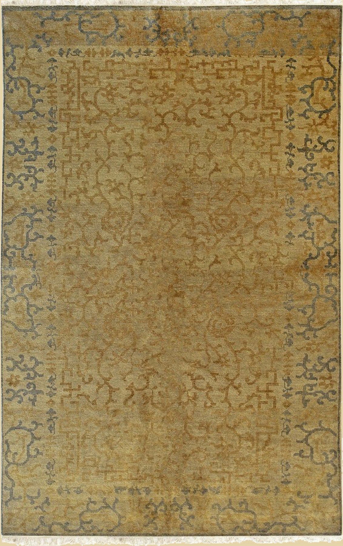 Gold Ningxia Splendor Hand-Knotted Wool Rug