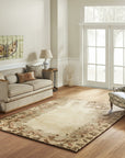 Laine Oriental Beige Hand Knotted Wool Rug