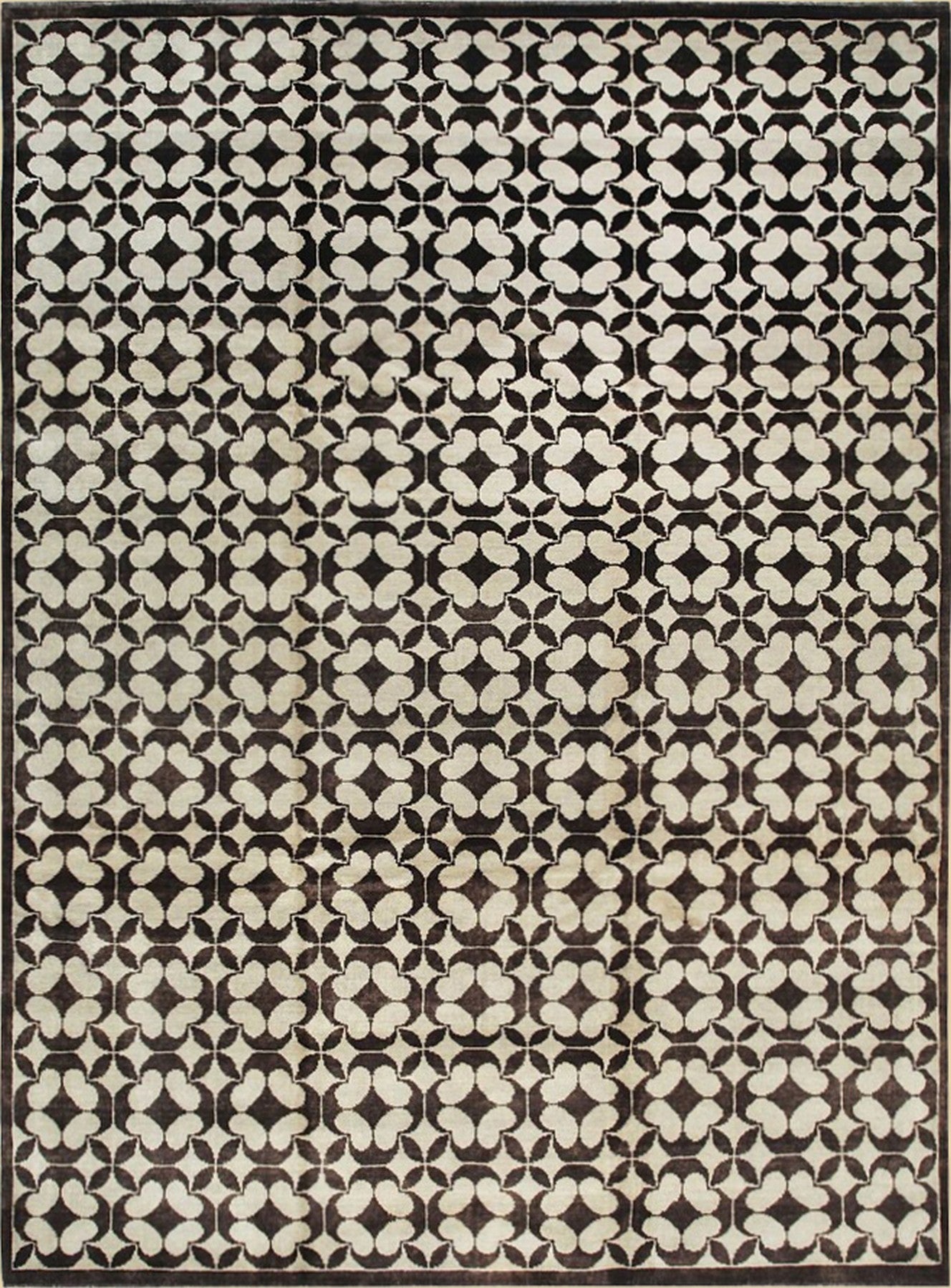 Black Geometric Ningxia Rug