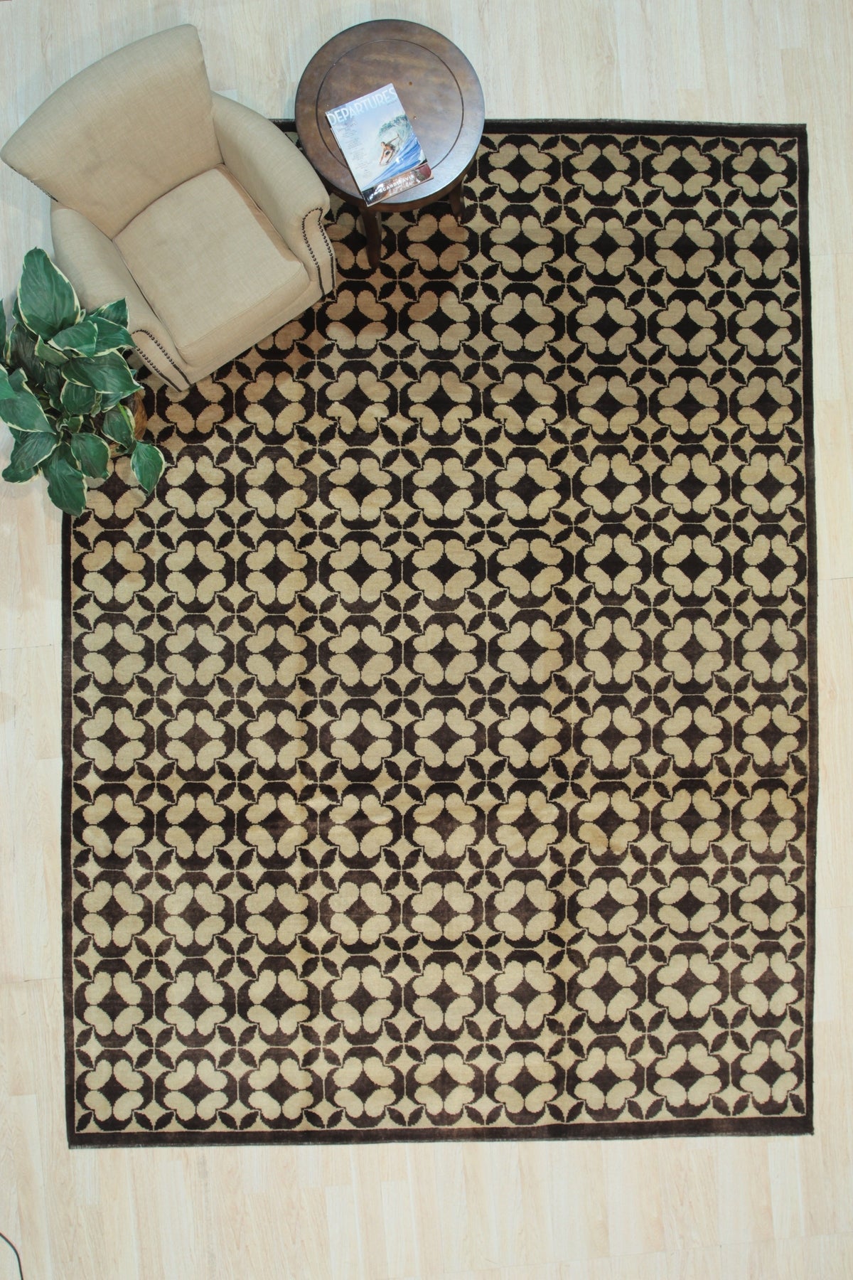 Black Geometric Ningxia Rug