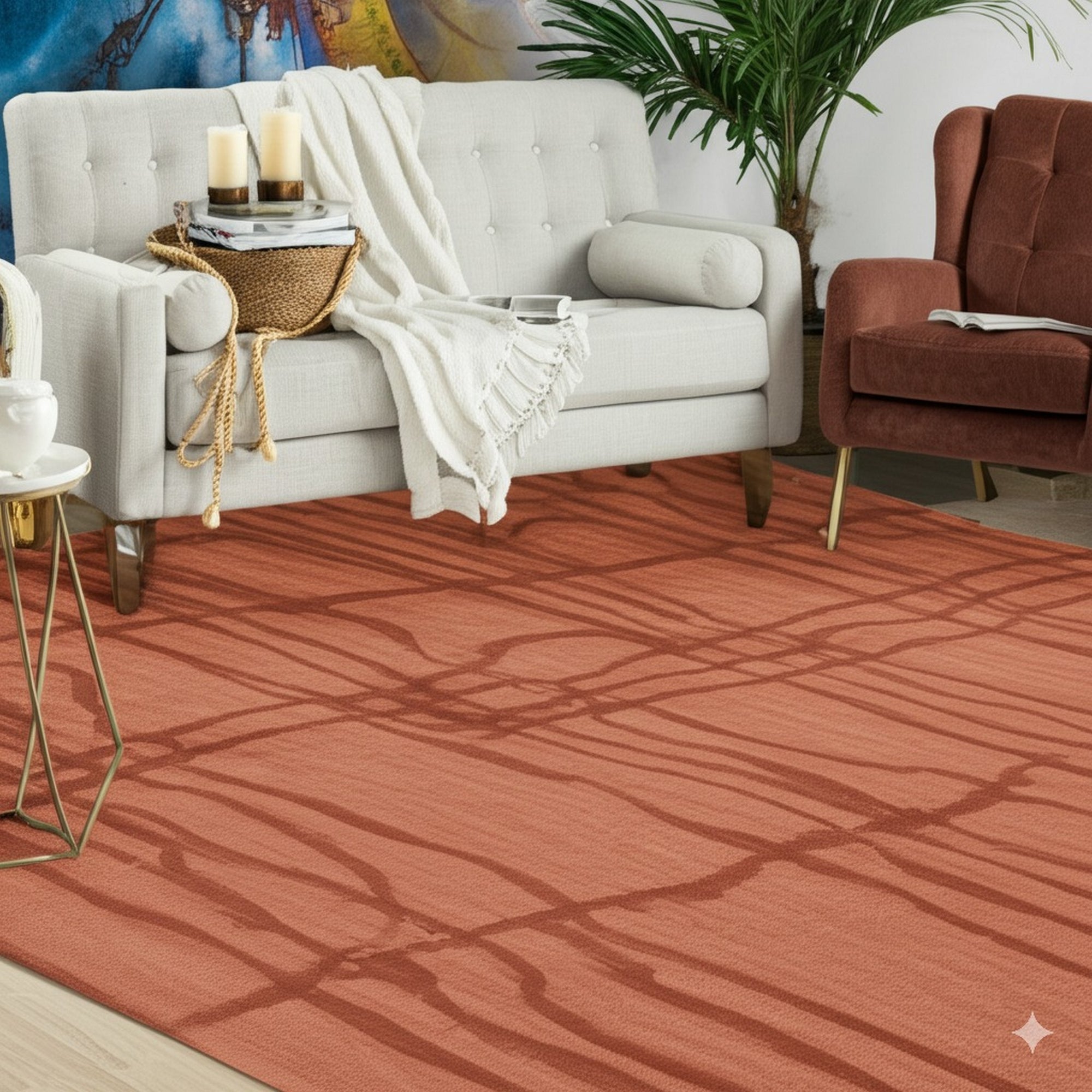 Inviting Maya Rust Flatweave Wool Rug