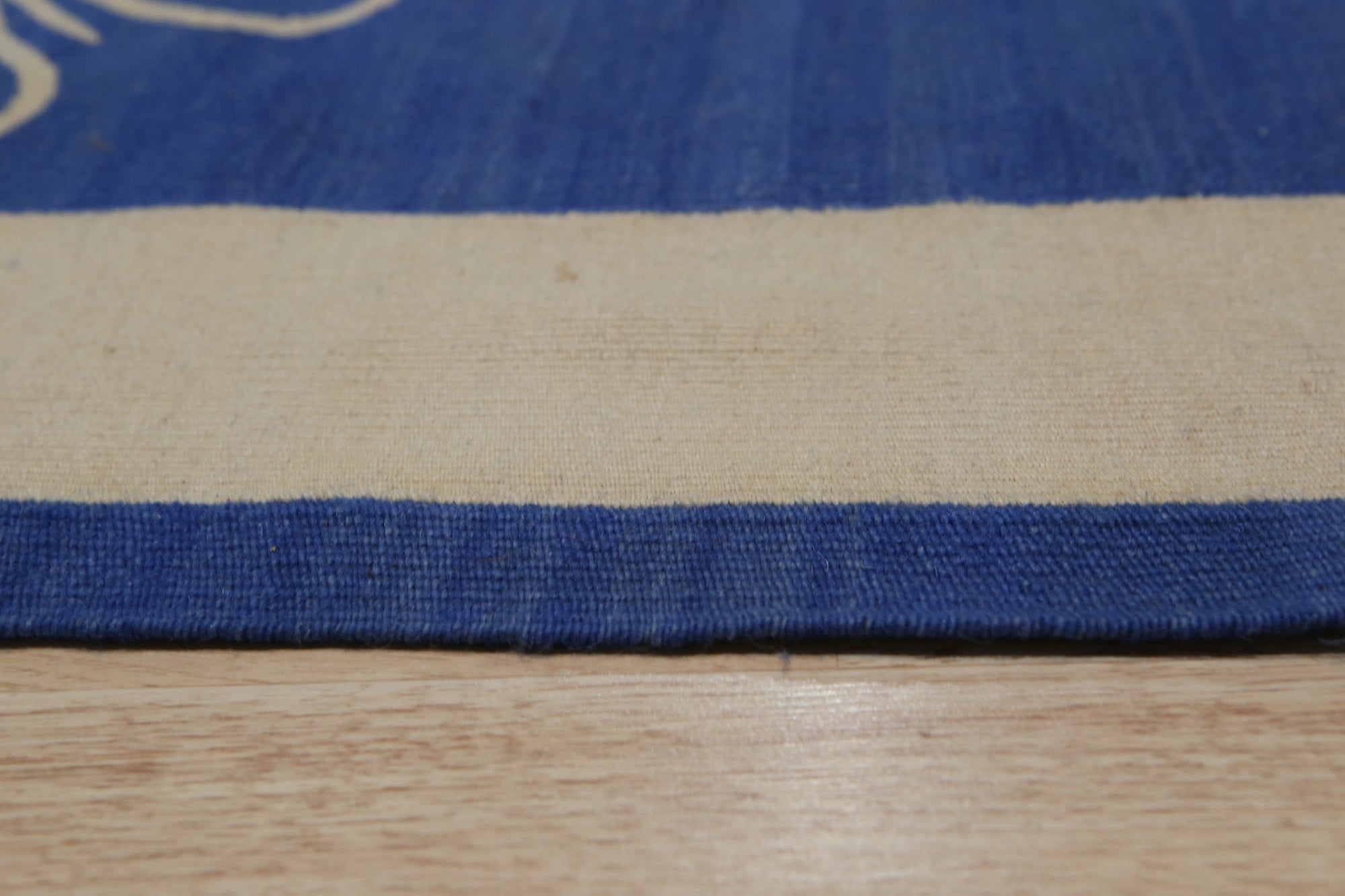 Handcrafted Exquisite Blue Flatweave Wool Rug