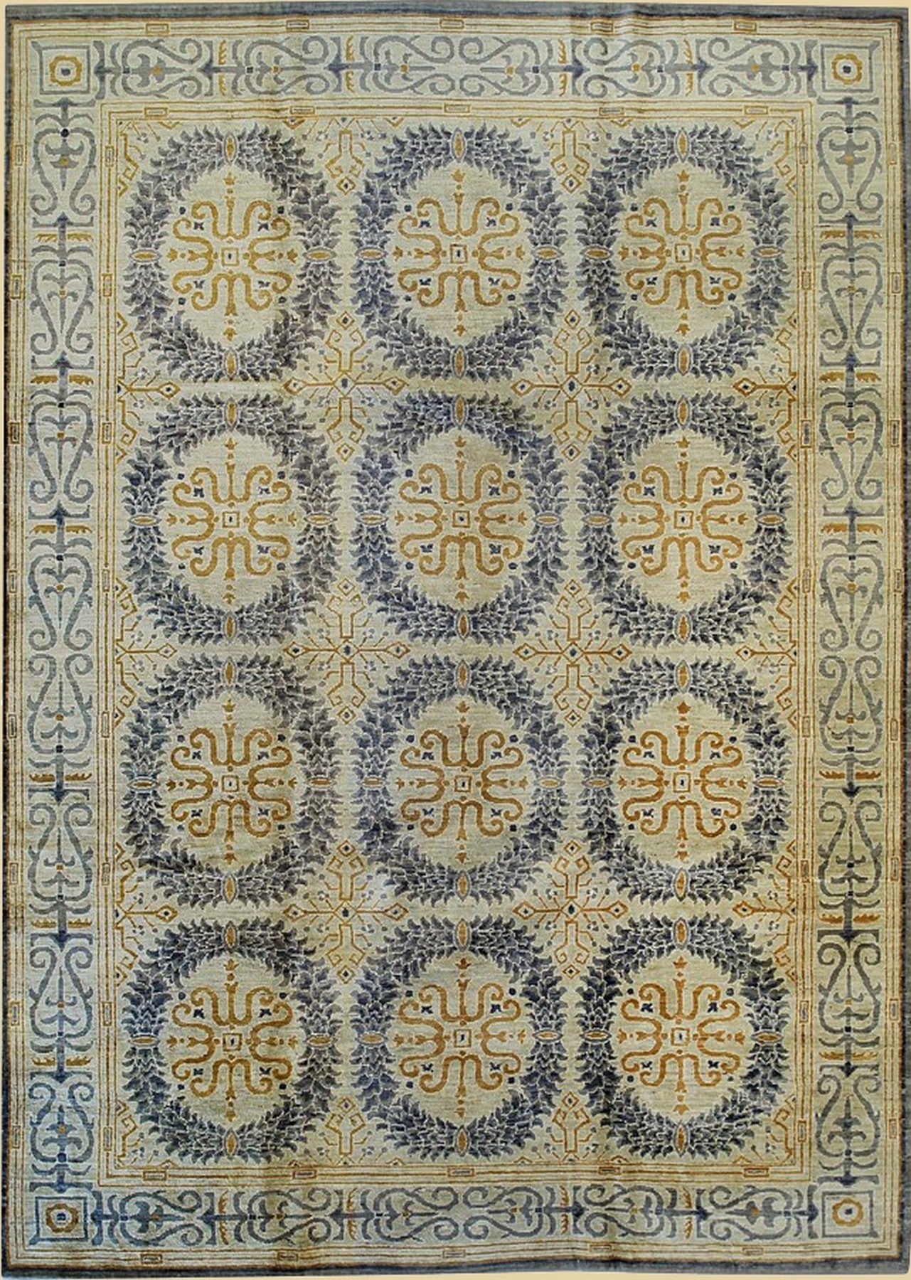 Medallion Blue and Gold Rug