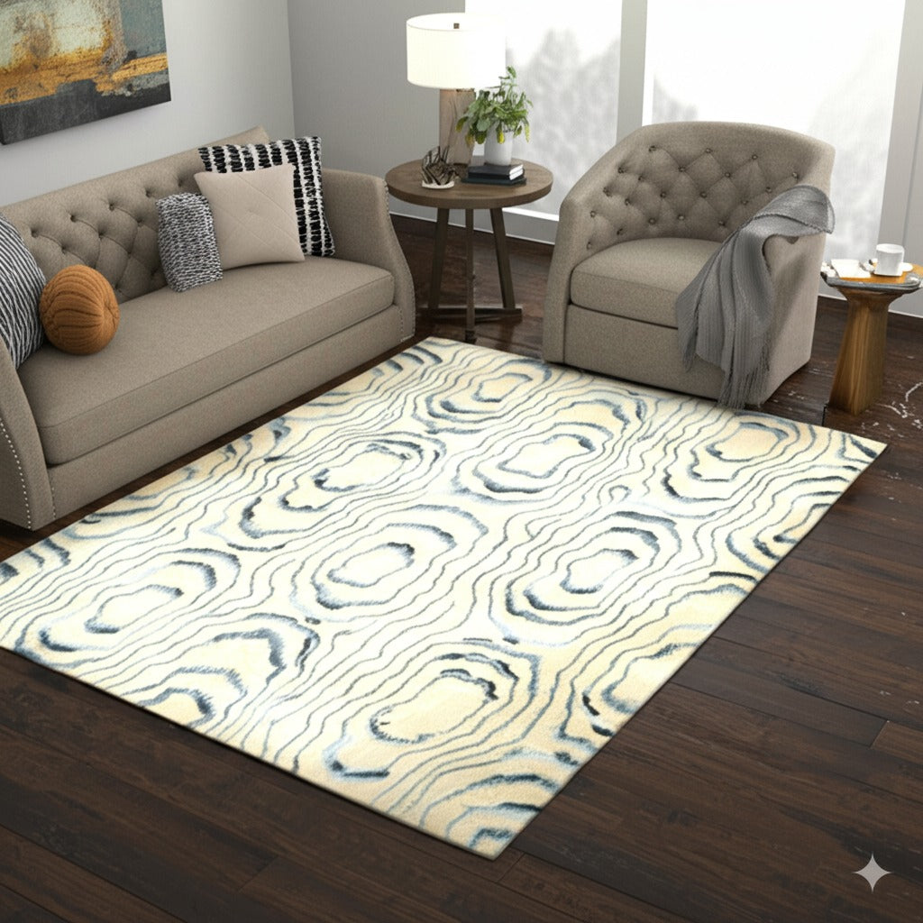 Vibrant Dahlia Beige Hand Tufted Wool Rug