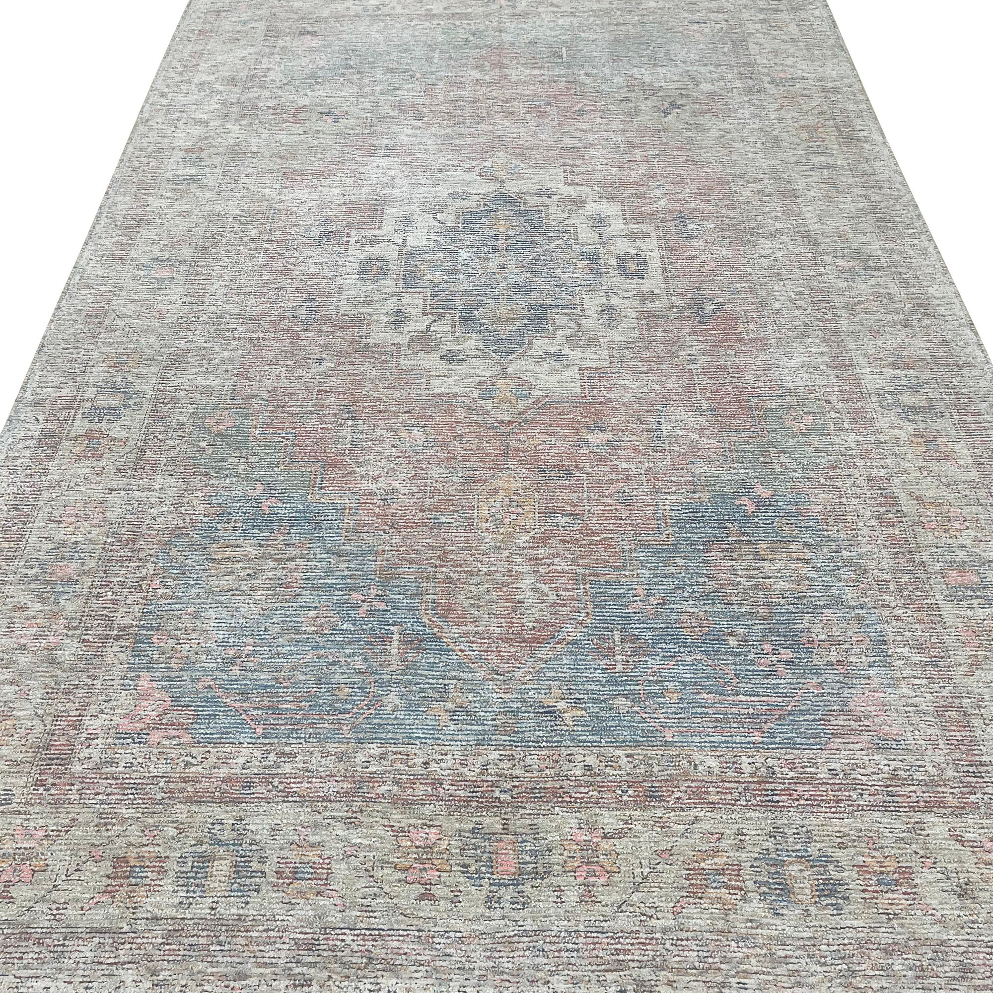 Refined Fiona Blue Handmade Wool Rug