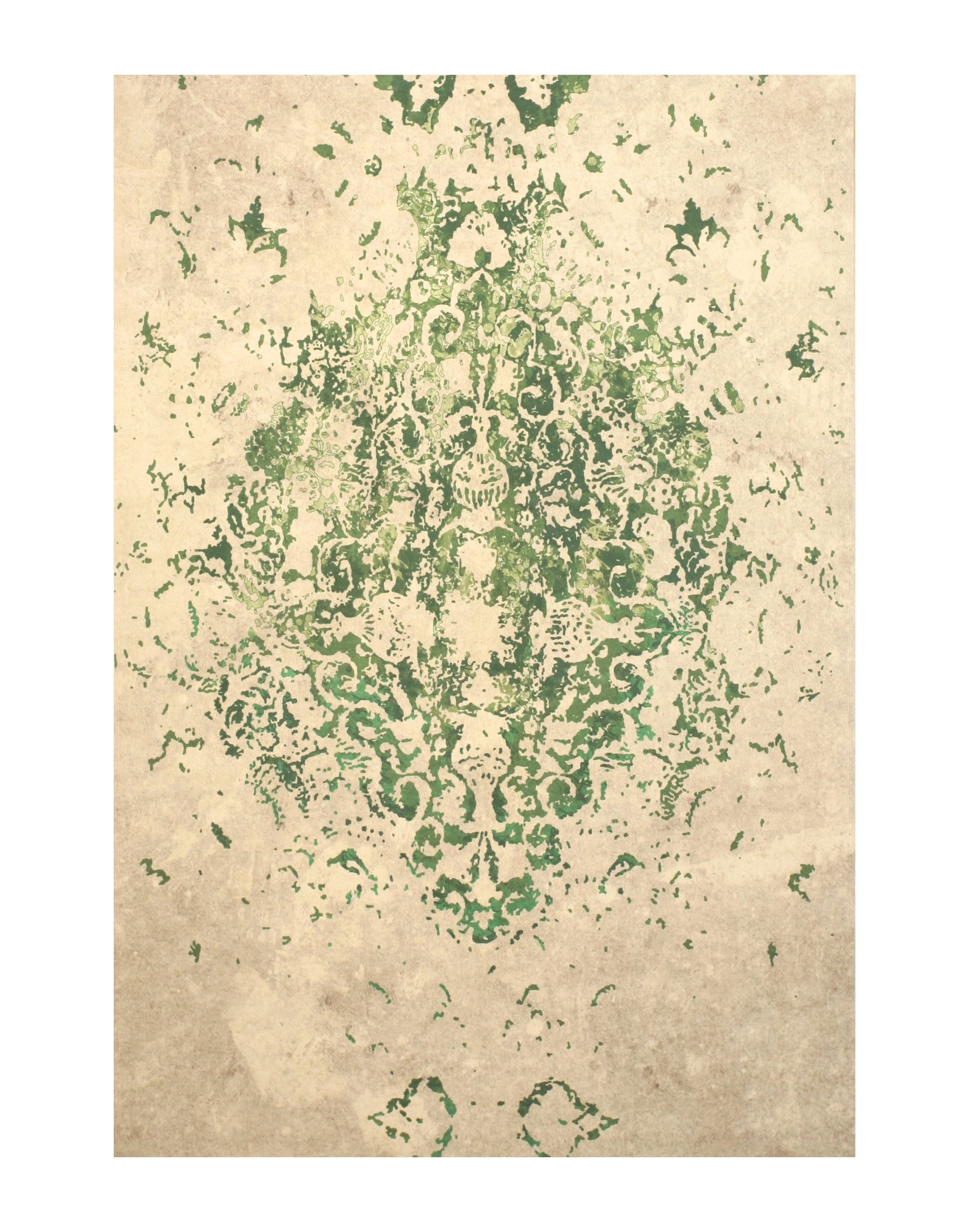 Green Distressed Bohemian Medallion Rug