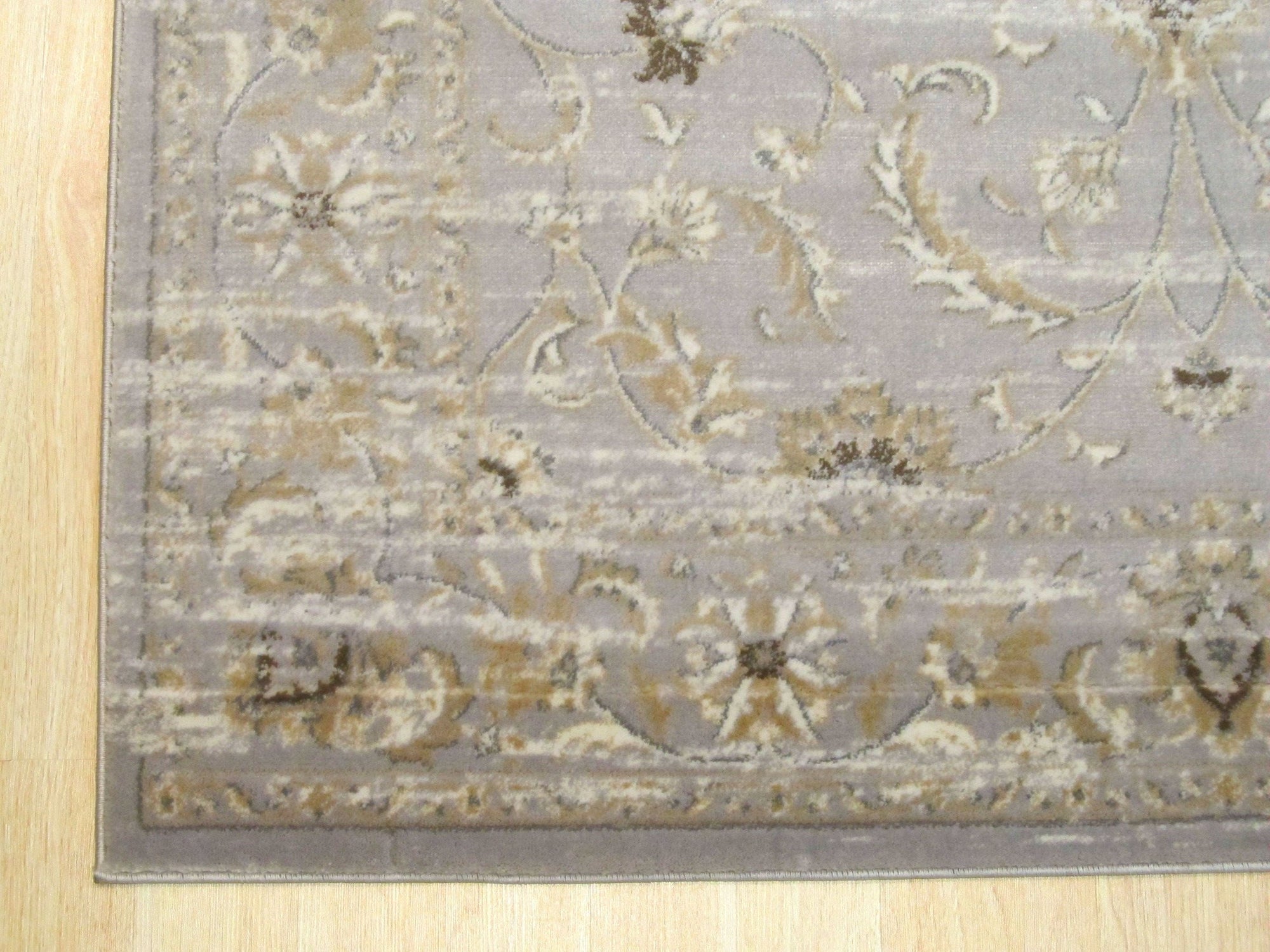 Elegant Floral Scroll Machine-Made Rug