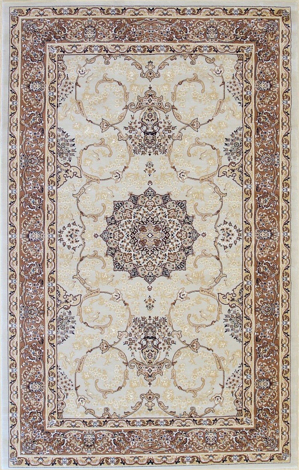 Elegant Beige Oriental Floral Rug